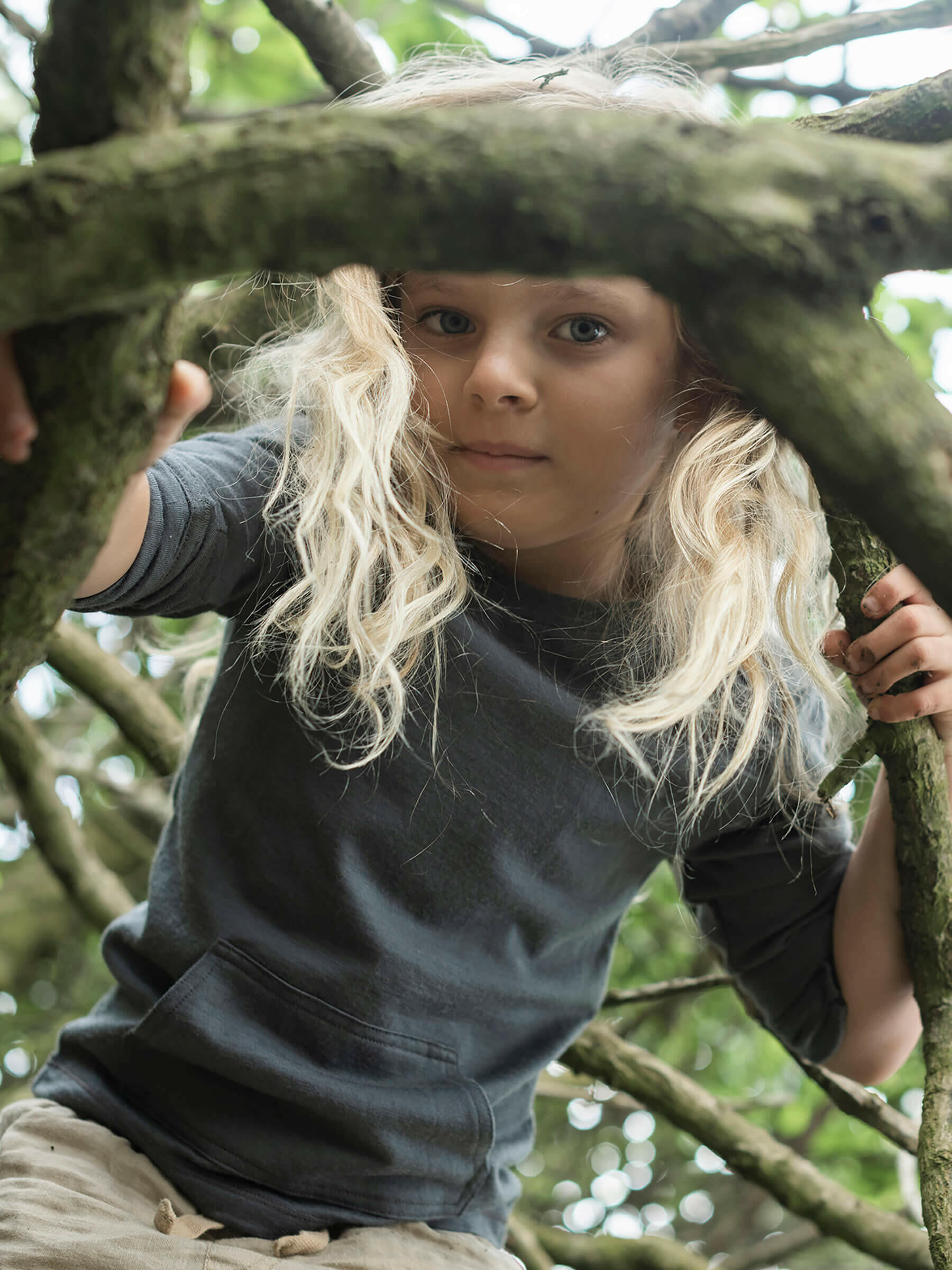 Child Tihoi Merino Crew Charcoal child tops Nui Organics