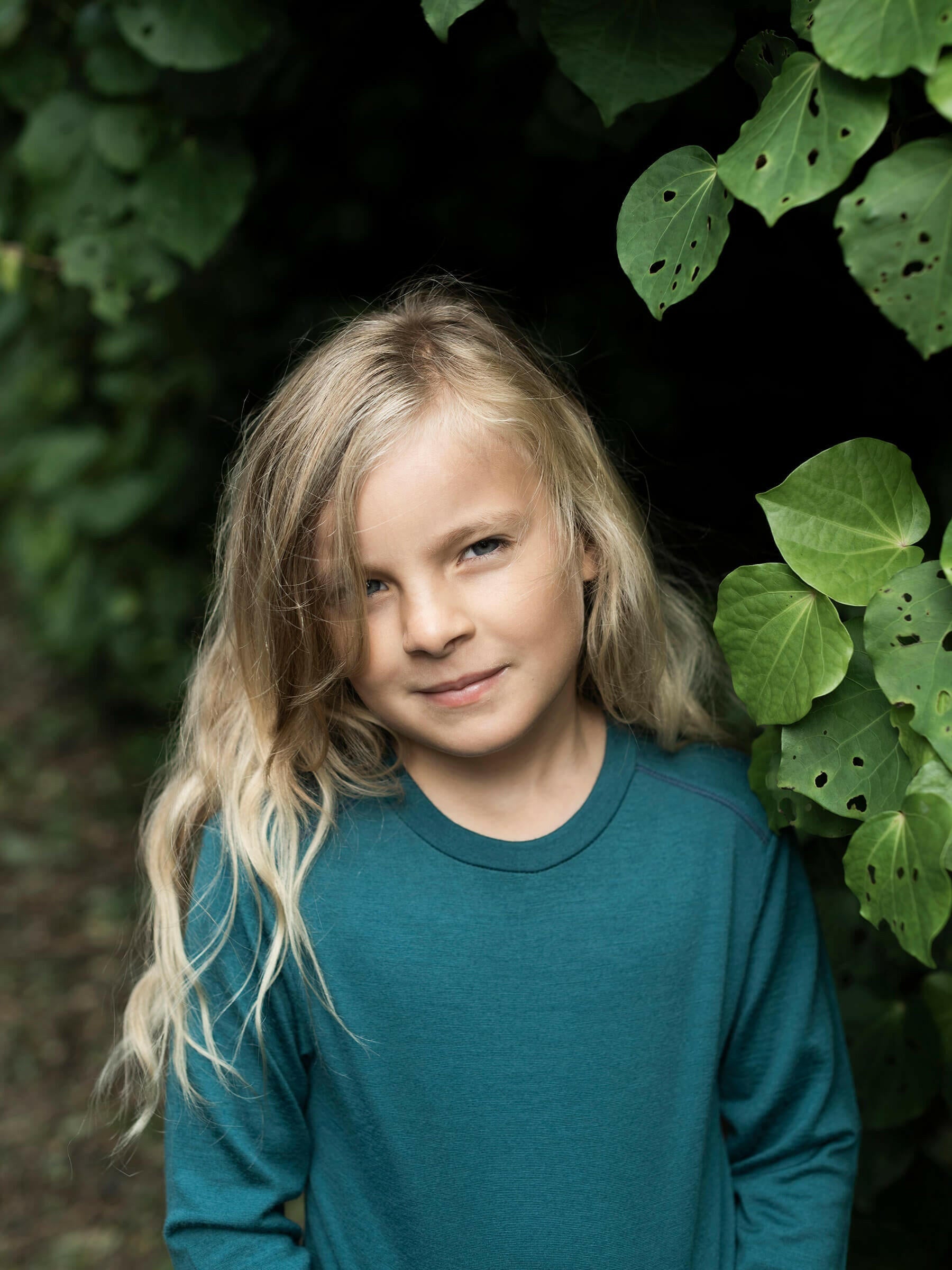Child Tihoi Merino Crew Deep Sea child tops Nui Organics