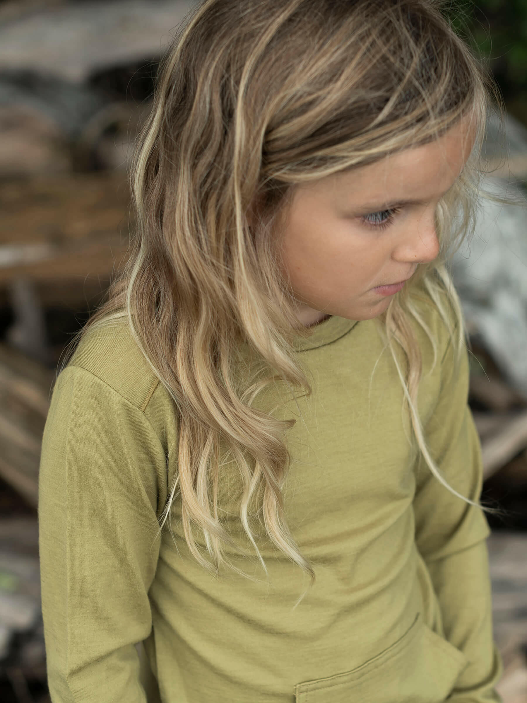 Child Tihoi Merino Crew Willow child tops Nui Organics