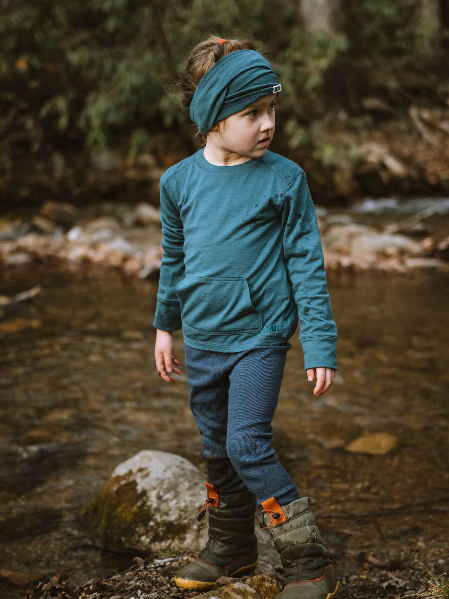 Child Tihoi Merino Crew Deep Sea child tops Nui Organics