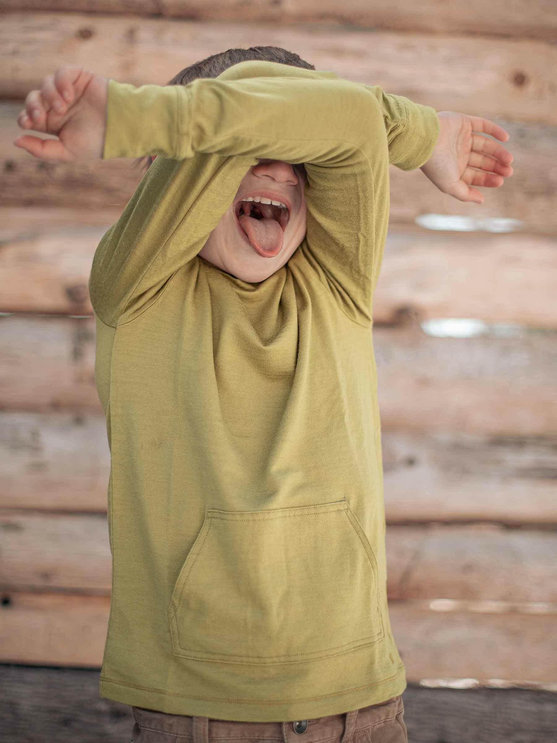 Child Tihoi Merino Crew Willow child tops Nui Organics