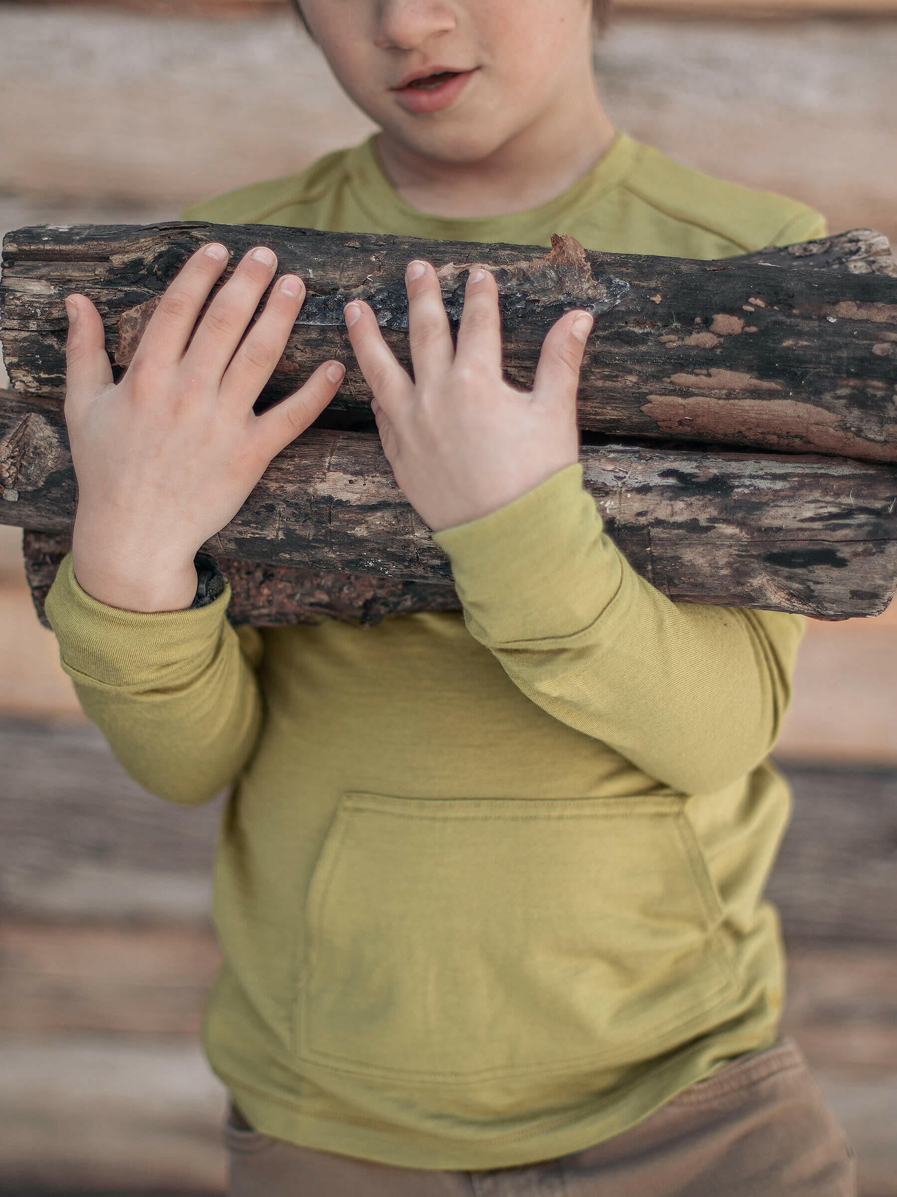 Child Tihoi Merino Crew Willow child tops Nui Organics