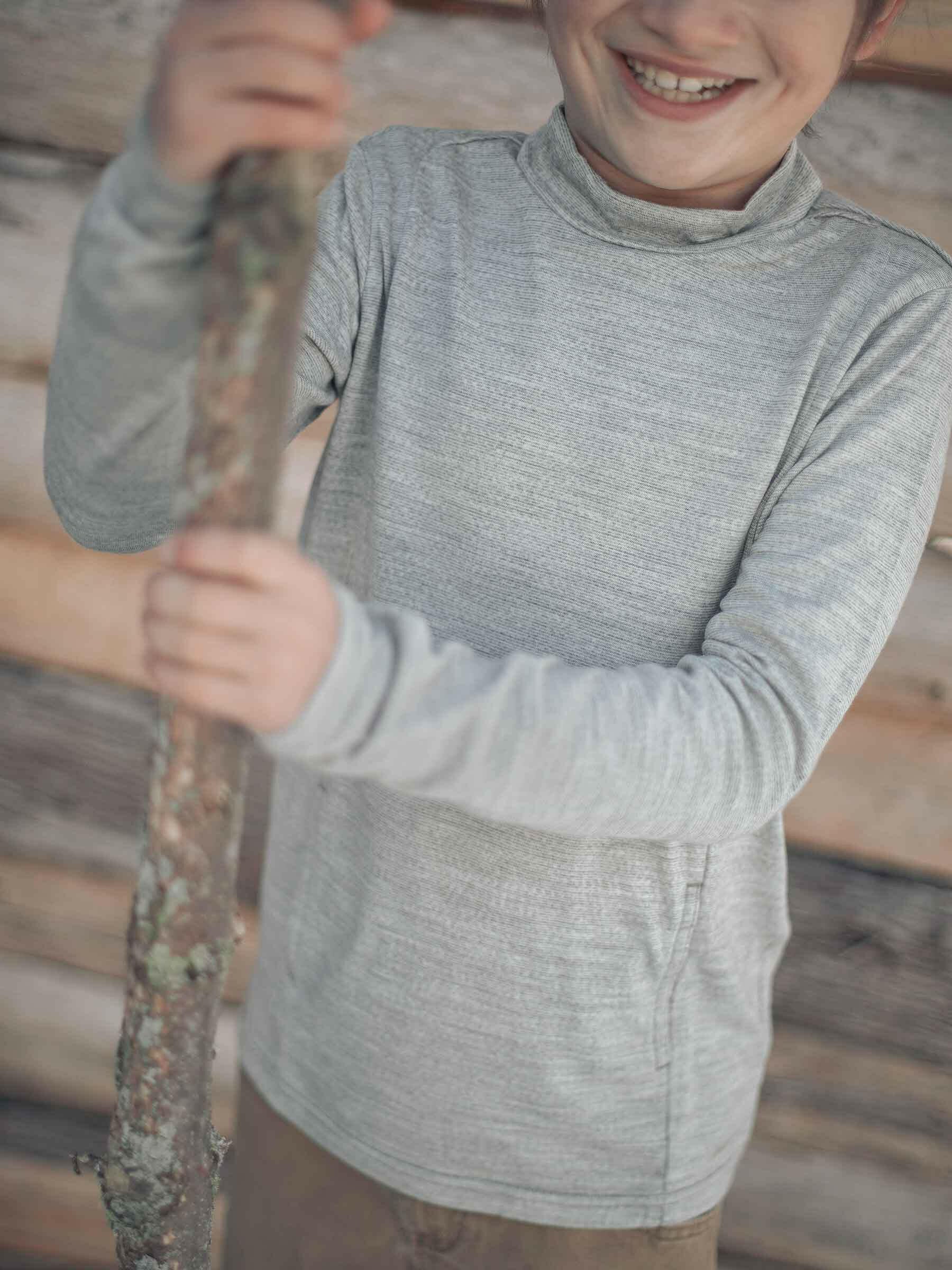 Child Ohau Mockneck Silver child tops Nui Organics