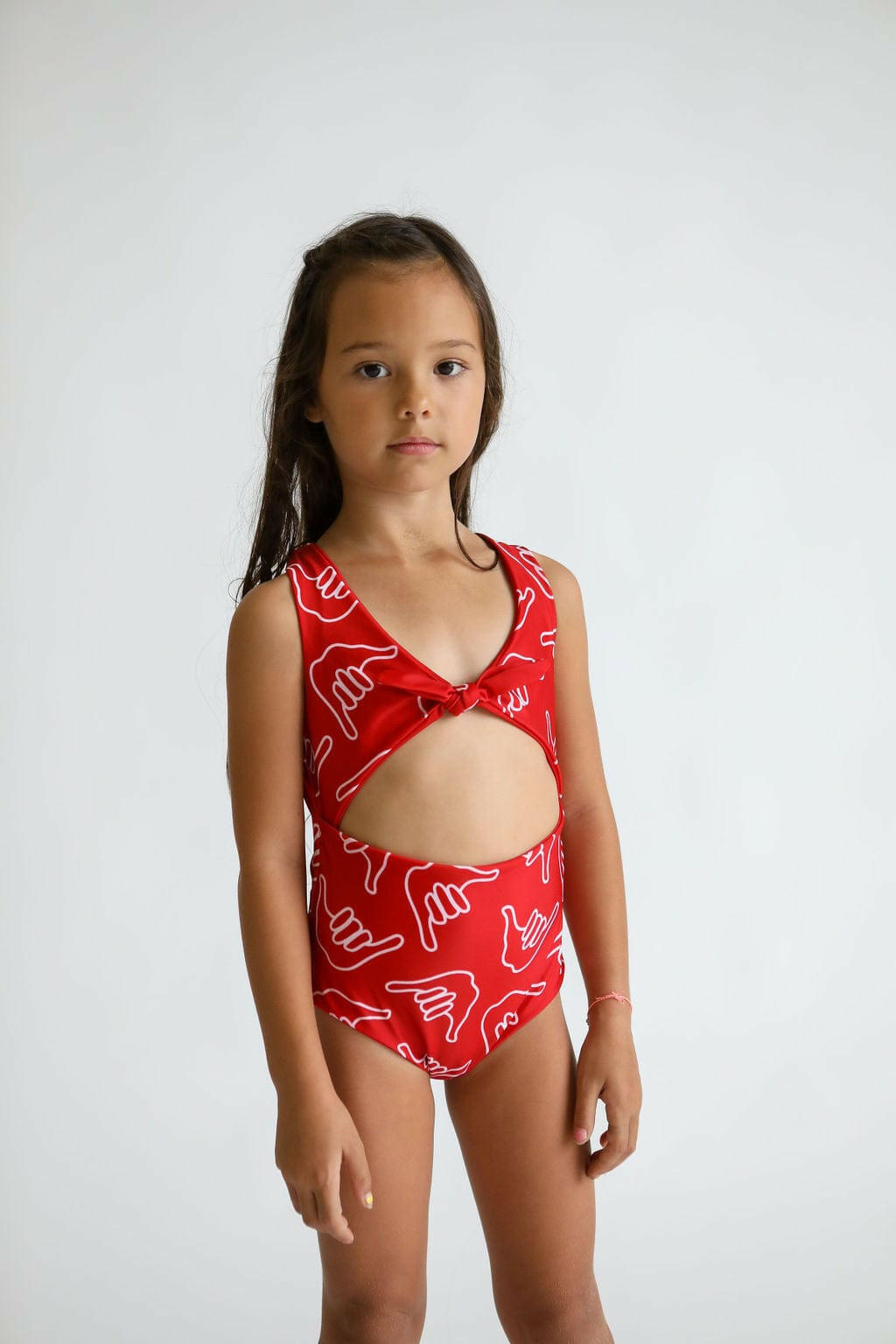 Girl's Cutout One Piece in Red Shaka Kids OF ONE SEA 0/1 Red Shaka