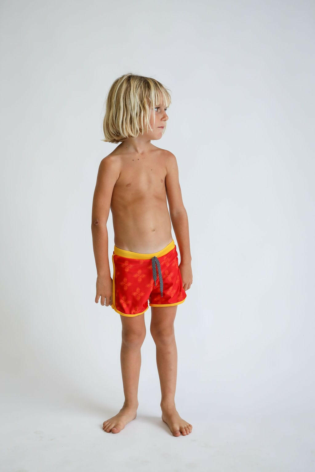 Toddler Soft Shorts for Swim in Red Breadfruit Bandana Kids OF ONE SEA 6 months Red Breadfruit Bandana