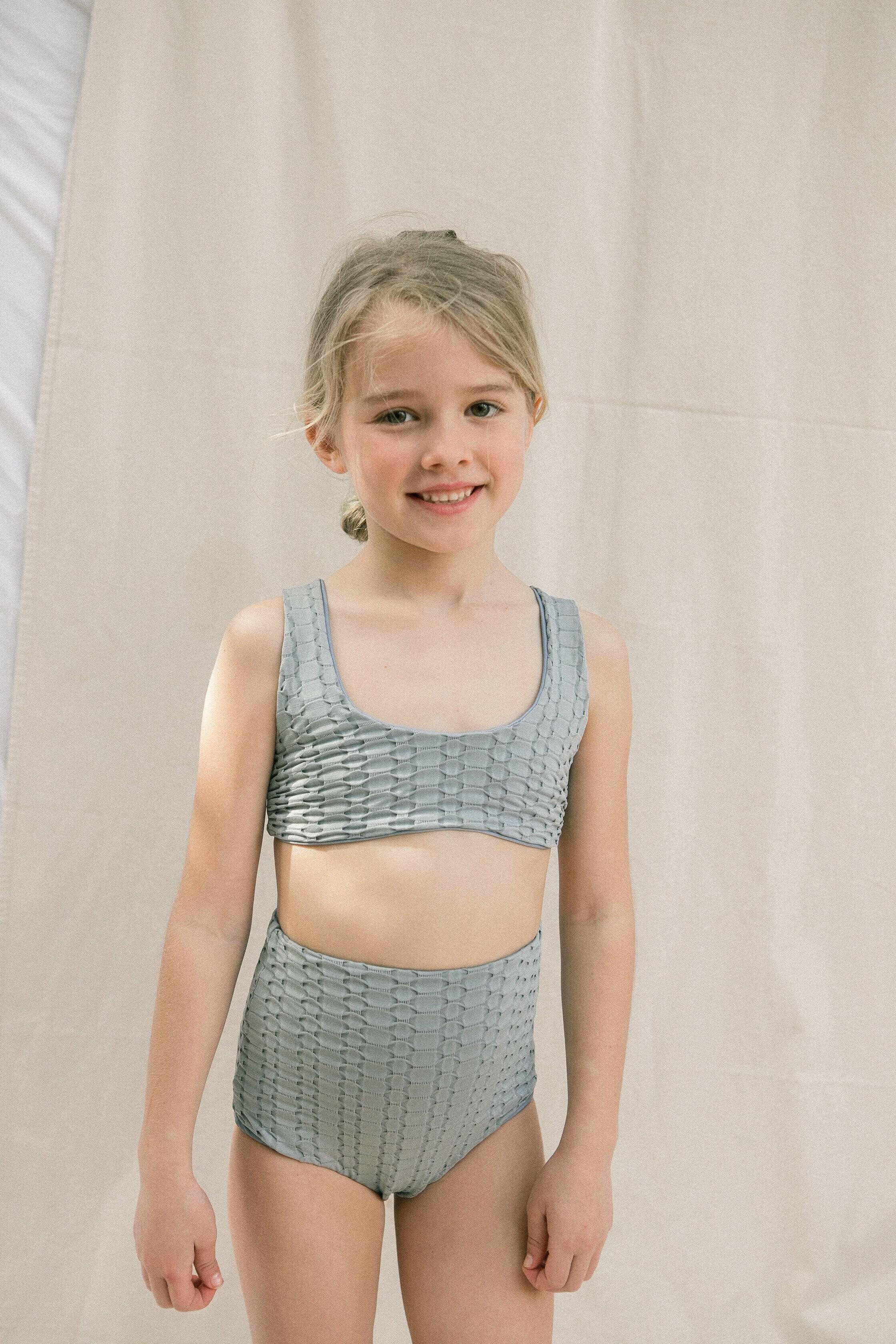 Girl's Bikini Separates in Blue Bubble Kids OF ONE SEA Bikini Top 0/1