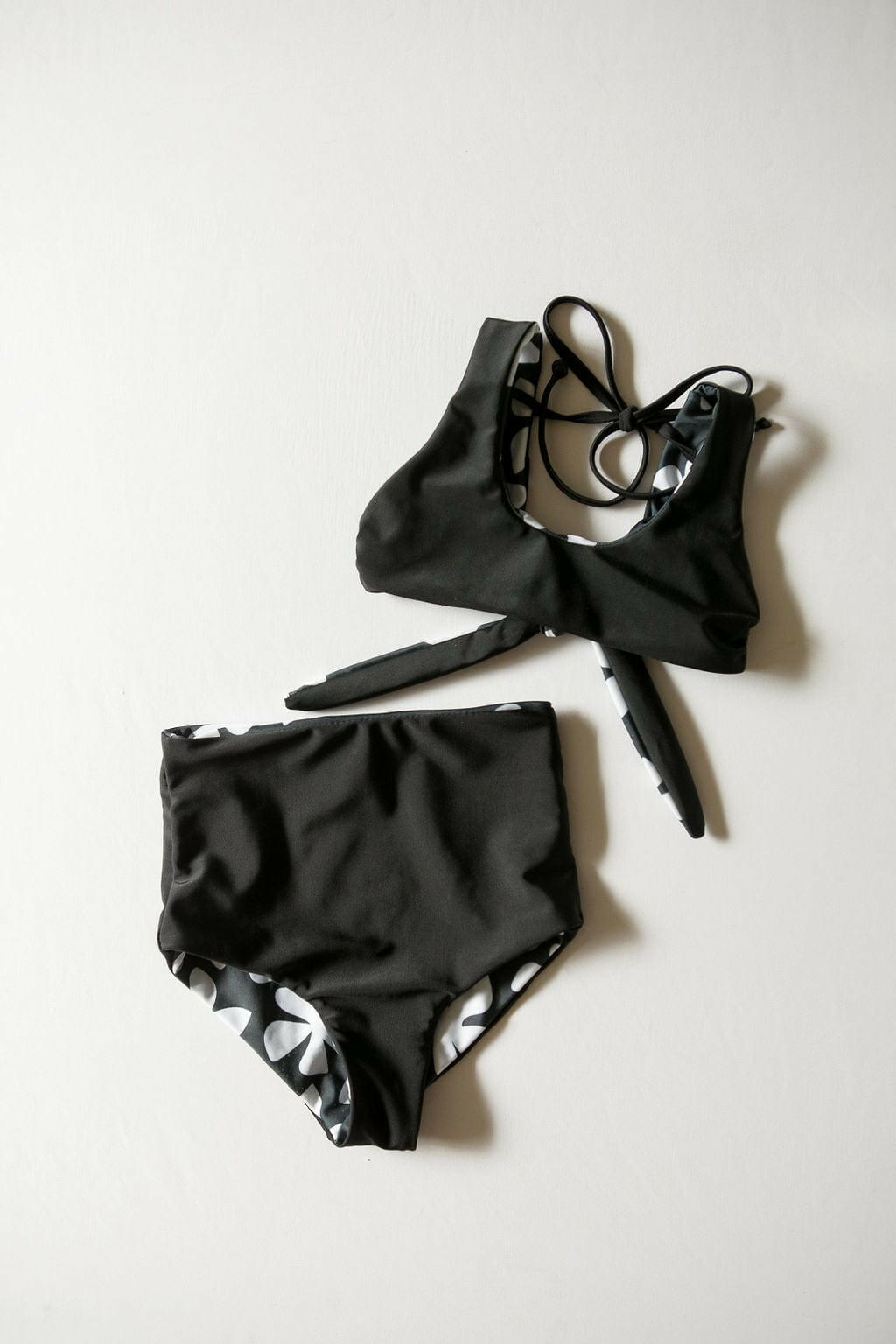 Girl's Bikini Separates in Black Plumeria Kids OF ONE SEA