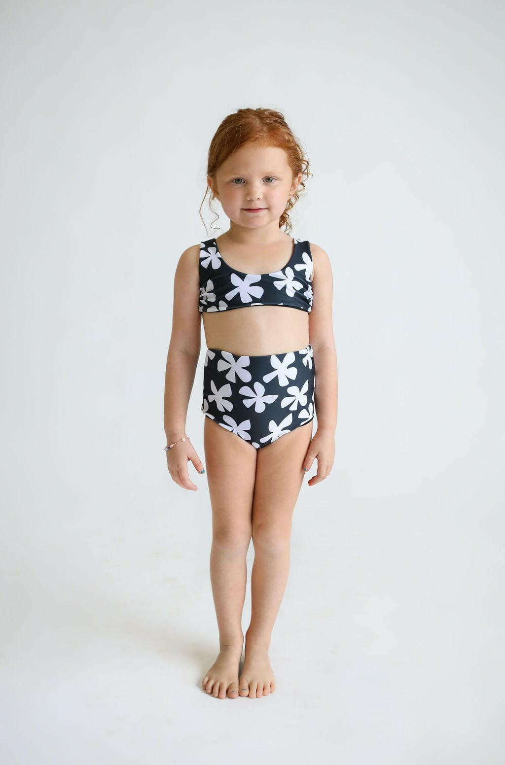 Girl's Bikini Separates in Black Plumeria Kids OF ONE SEA