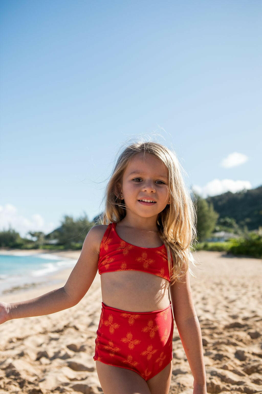 Girl's Bikini Separates in Red Breadfruit Bandana Kids OF ONE SEA