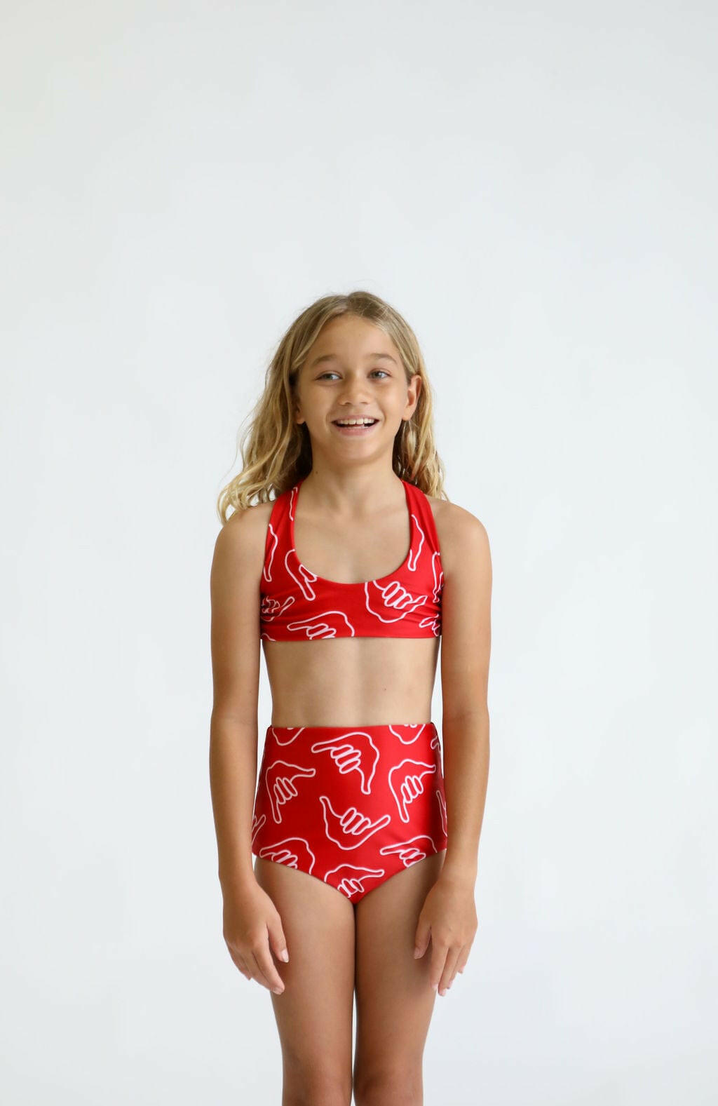 Girl's Bikini Separates in Red Shaka Kids OF ONE SEA