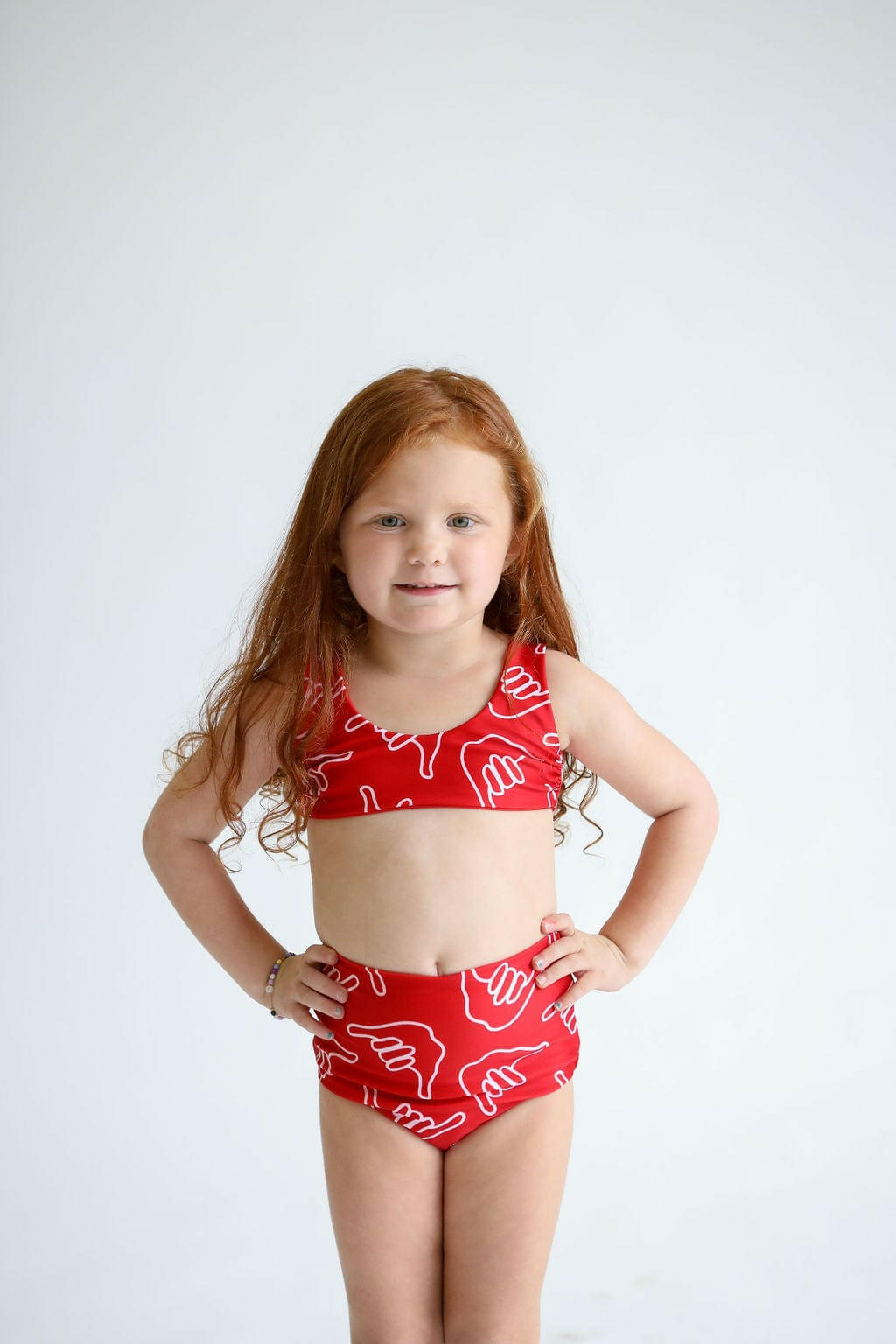 Girl's Bikini Separates in Red Shaka Kids OF ONE SEA