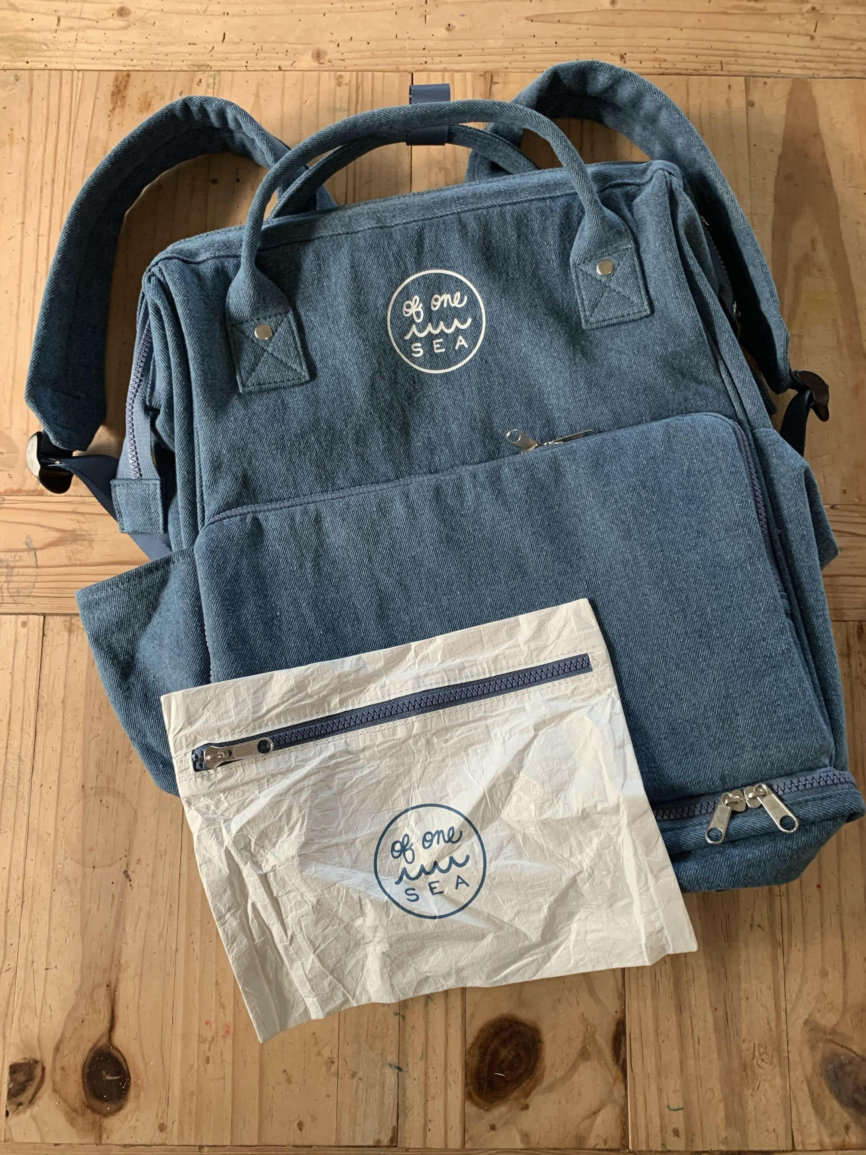 No Sand Backpack in Denim Totes + Towels OF ONE SEA Denim