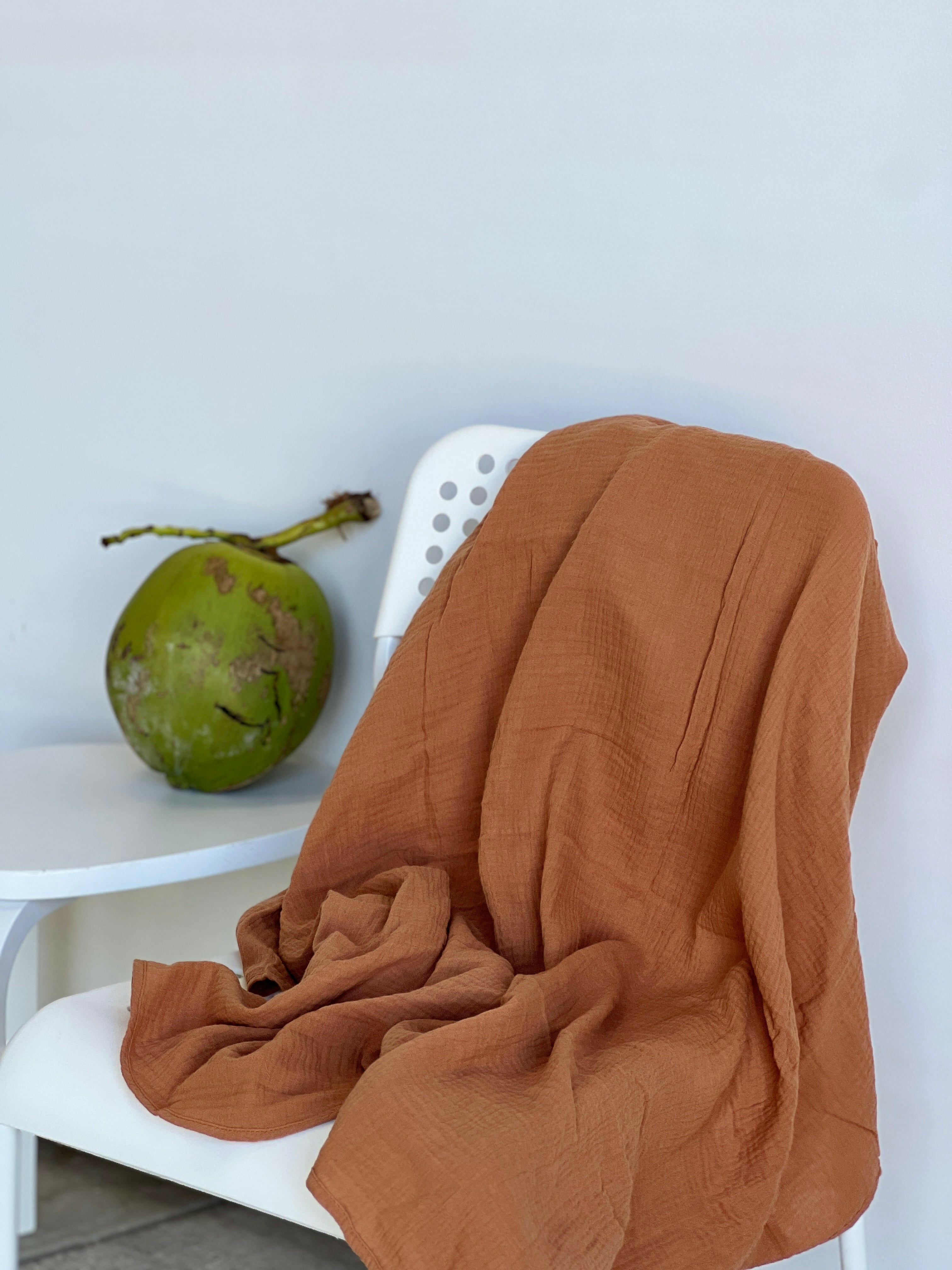 Muslin Sarong/Towel in Terracotta Totes + Towels OF ONE SEA Women's one size LARGE Terracotta