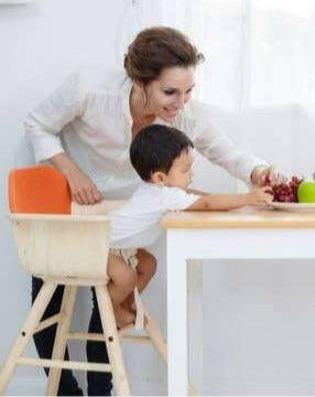 Rubberwood High Chair - Orange Highchairs PlanToys