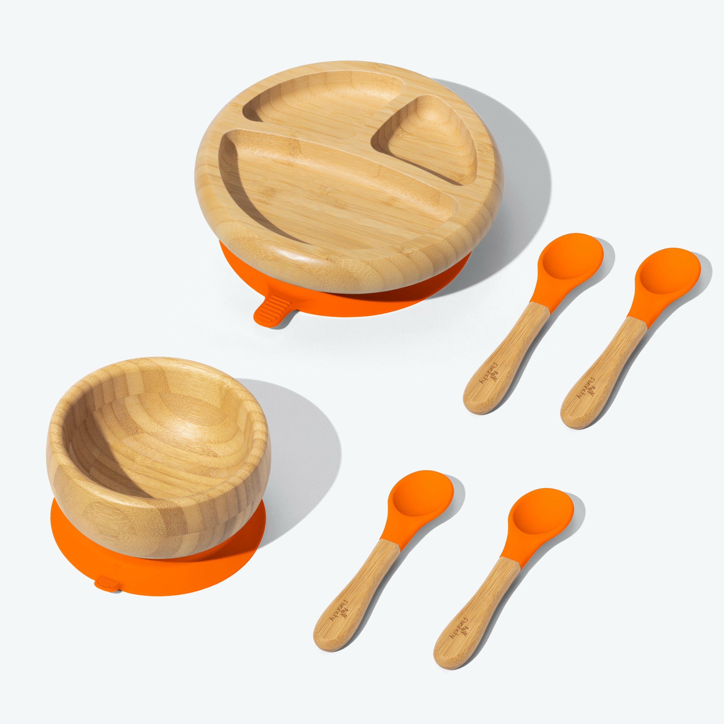 Avanchy Bamboo Starter Kits Nursing & Feeding Avanchy Sustainable Baby Dishware Spoons Orange
