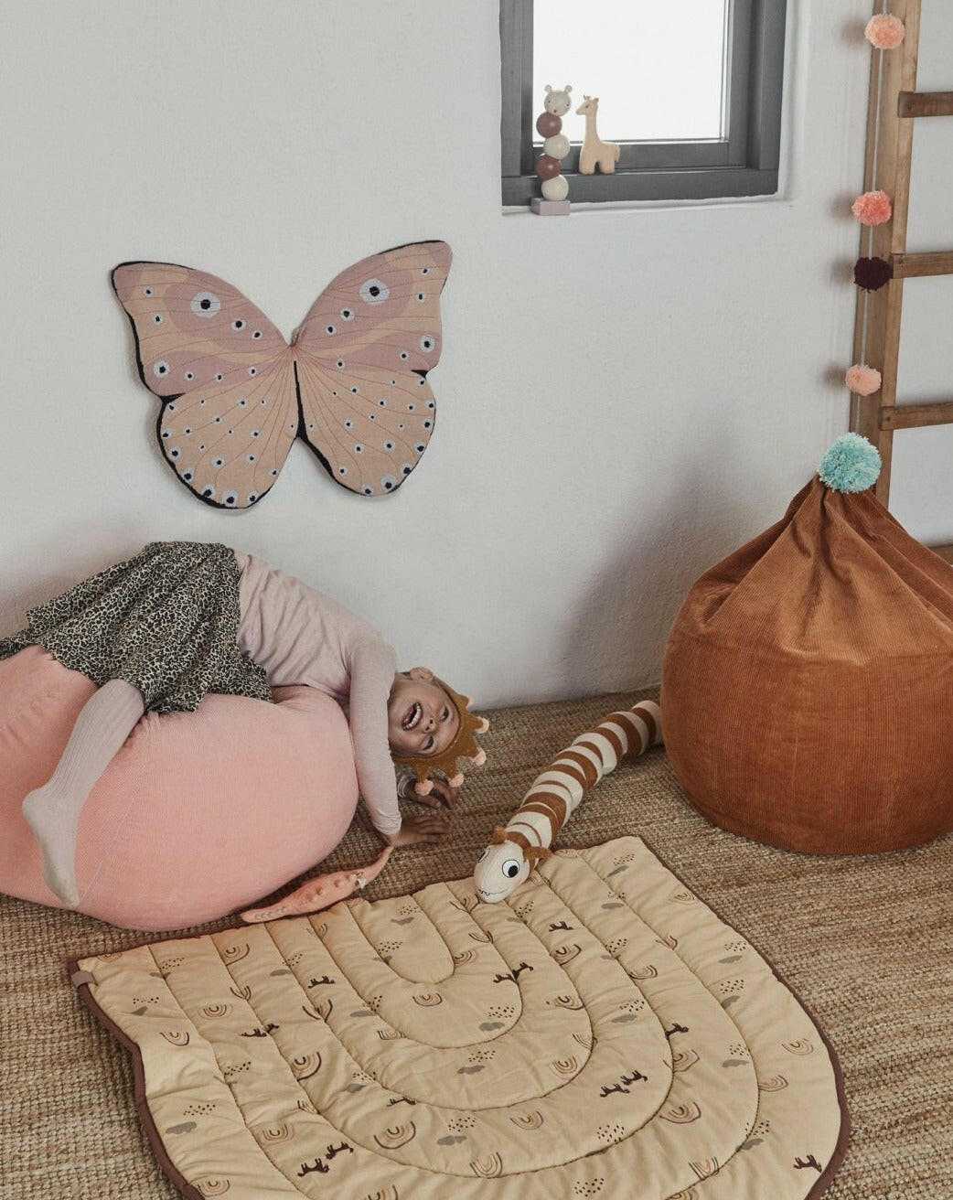 Darling Rattle - Baby Yoshi Crocodile - Coral Stuffies OYOY