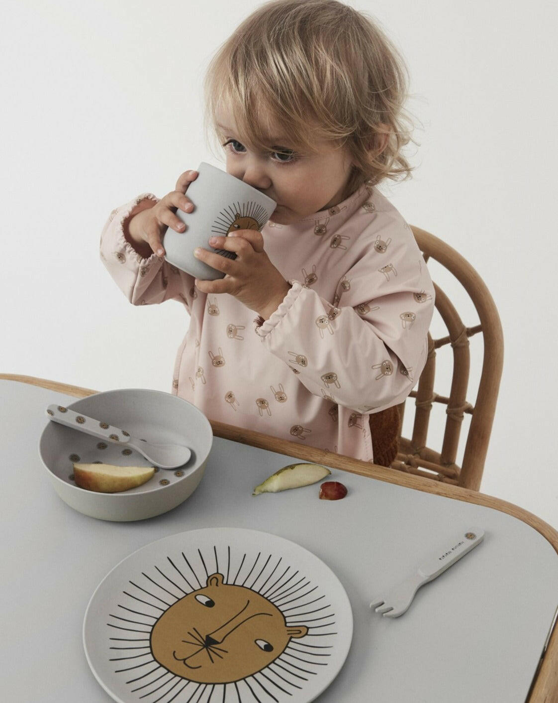 Lion Bamboo Fork & Spoon - Grey Baby Essentials OYOY