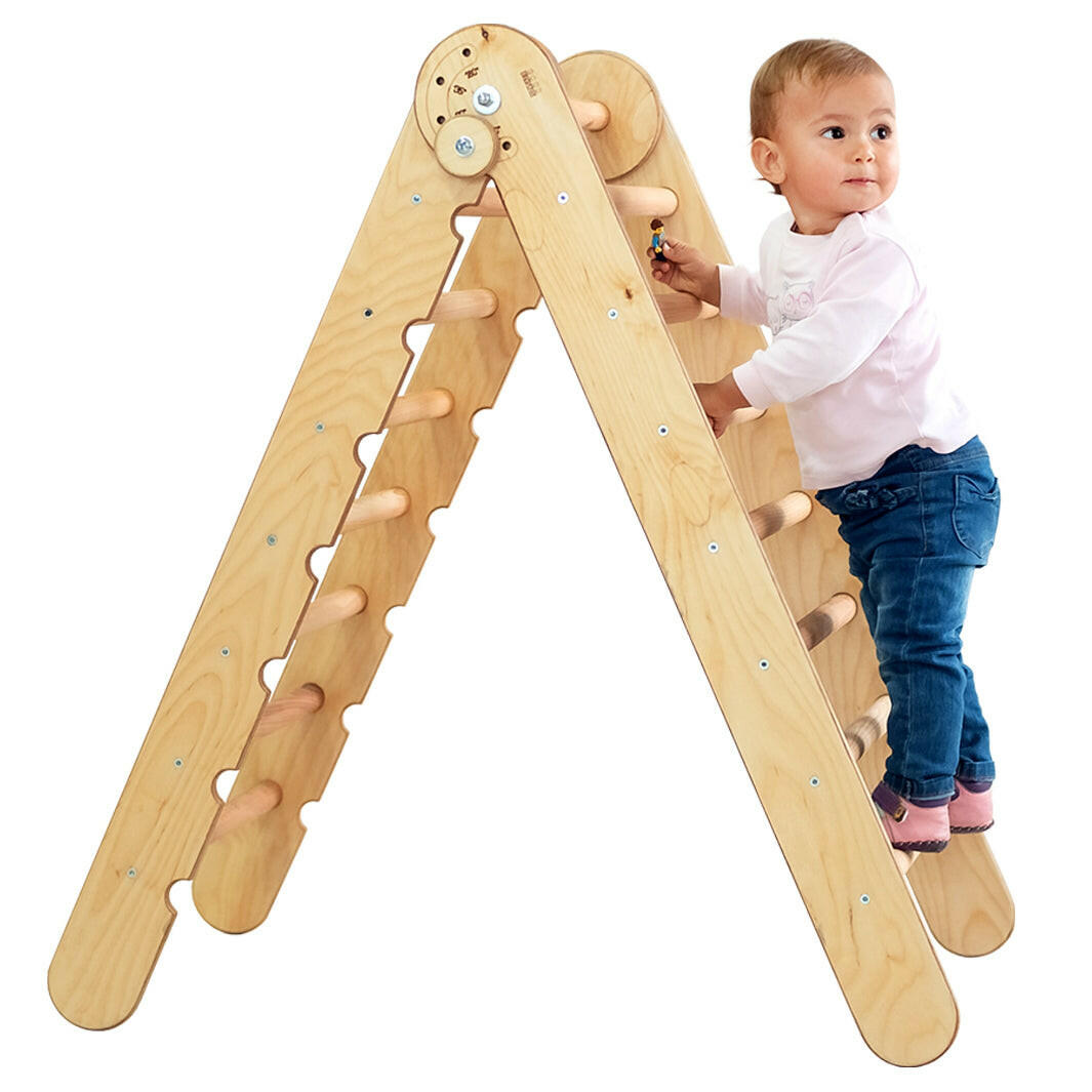 Triangle Ladder - Montessori Climber for Toddlers 1-7 y.o. – Chocolate Single Ladders Goodevas Beige