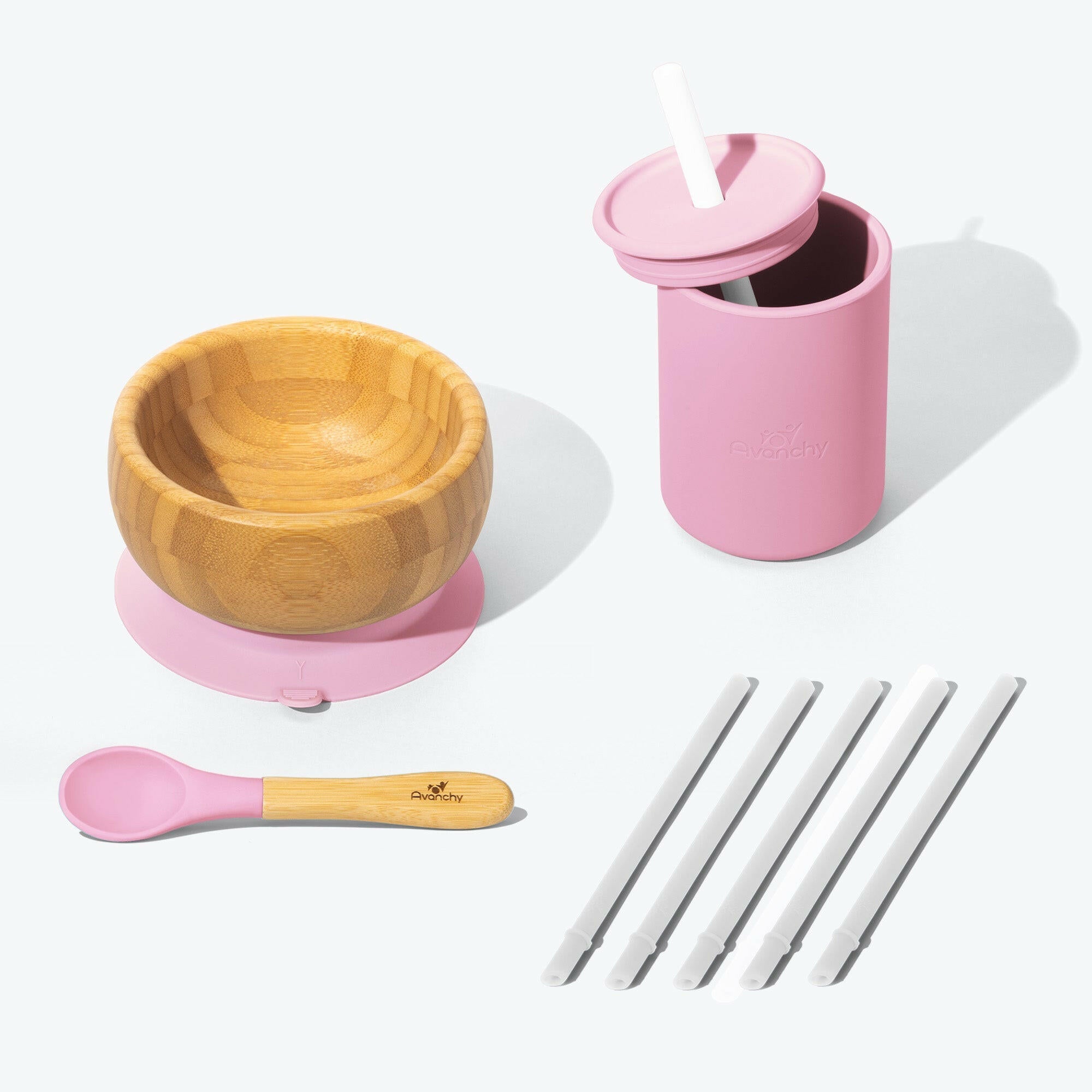 Avanchy Mealtime Magic Set Baby Feeding Avanchy Sustainable Baby Dishware Pink