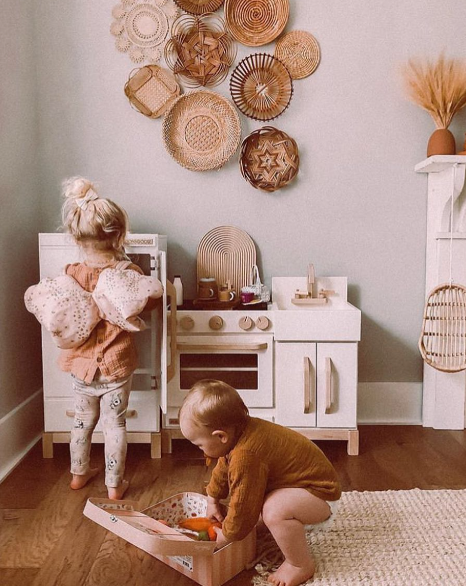 Wooden Toddler Play Kitchen - White Kids Toys Milton & Goose