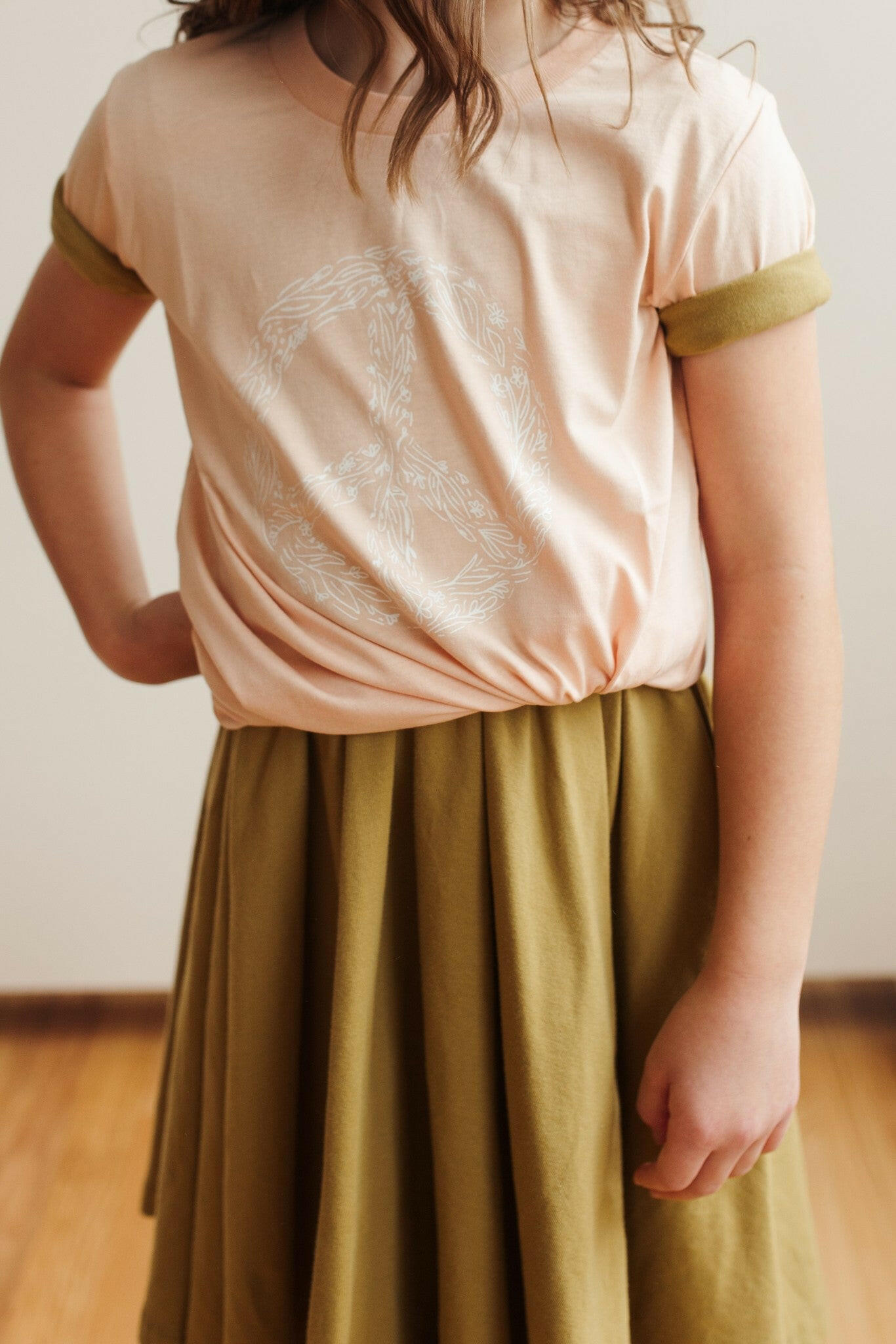 Peace Floral Kid’s Illustrated T-Shirt Kids Polished Prints