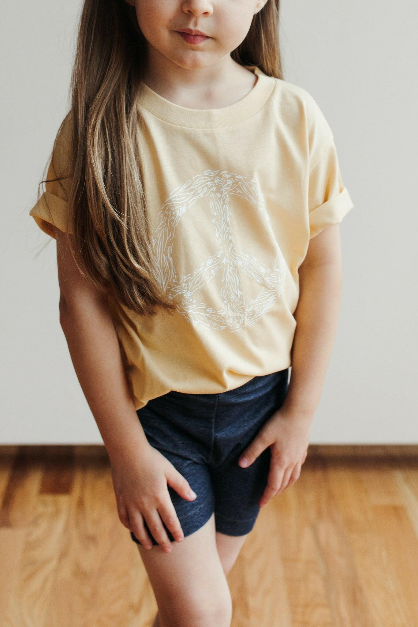 Peace Floral Kid’s Illustrated T-Shirt Kids Polished Prints