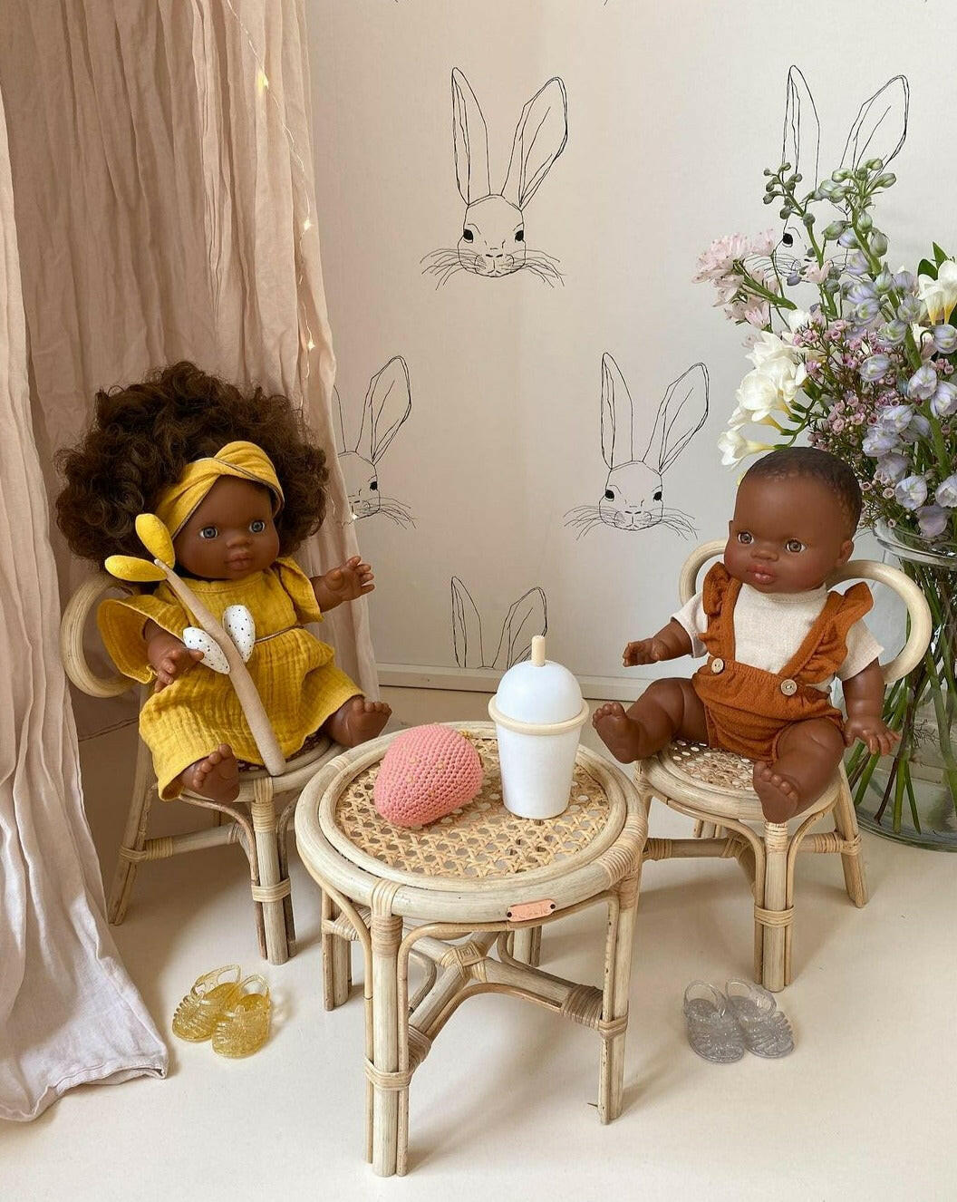 Rattan Mini Doll Table Pretend Play Poppie