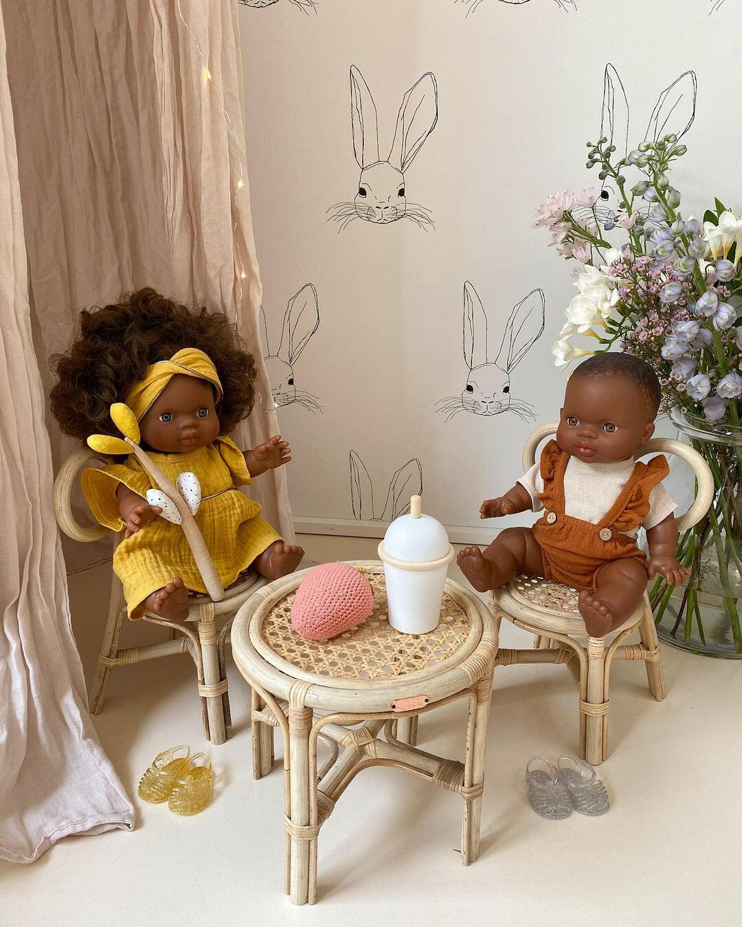 Rattan Mini Bow Doll Chair (Set of 2) Pretend Play Poppie