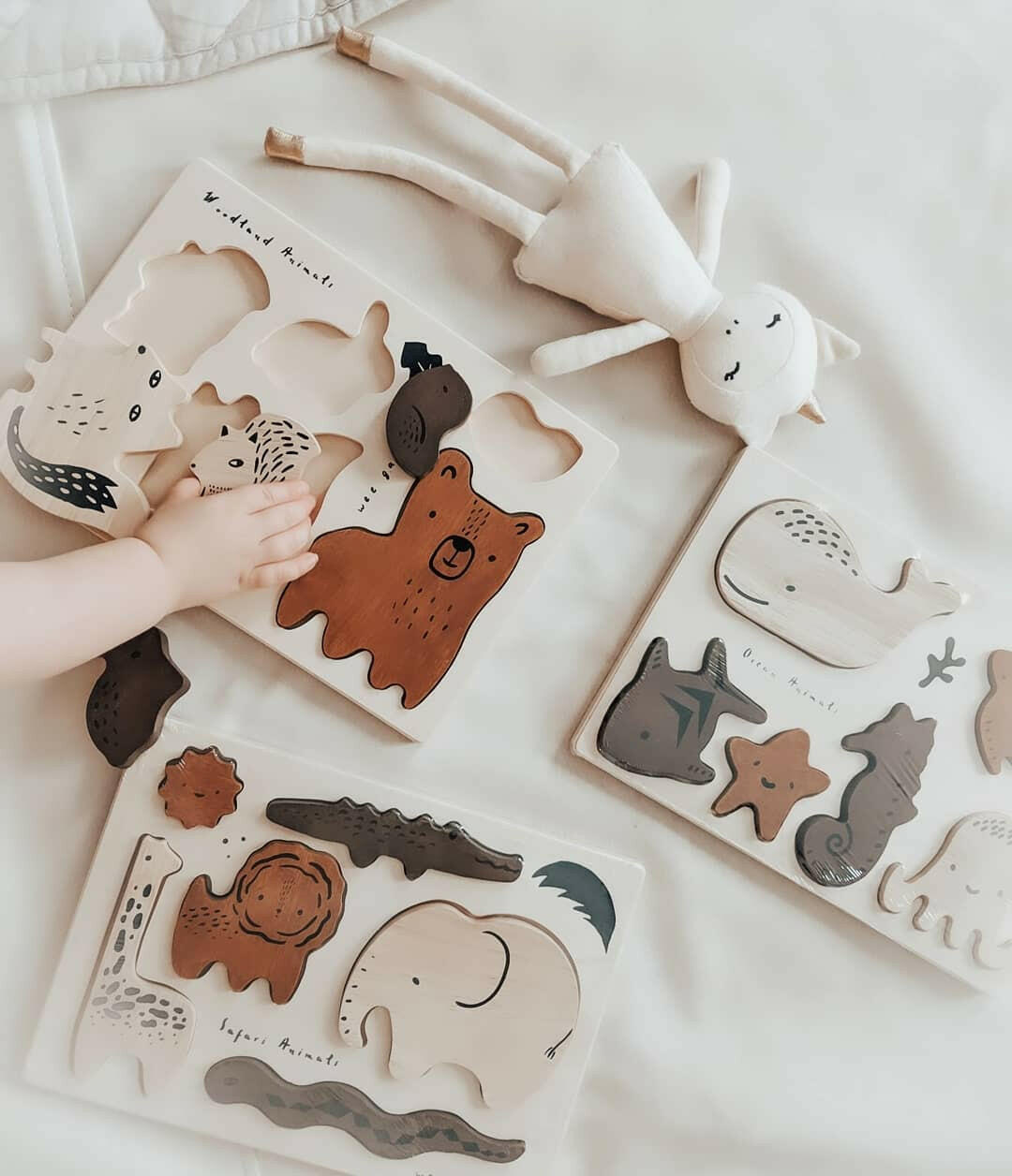 Wooden Tray Puzzle - Ocean Animals Wooden Puzzle Wee Gallery