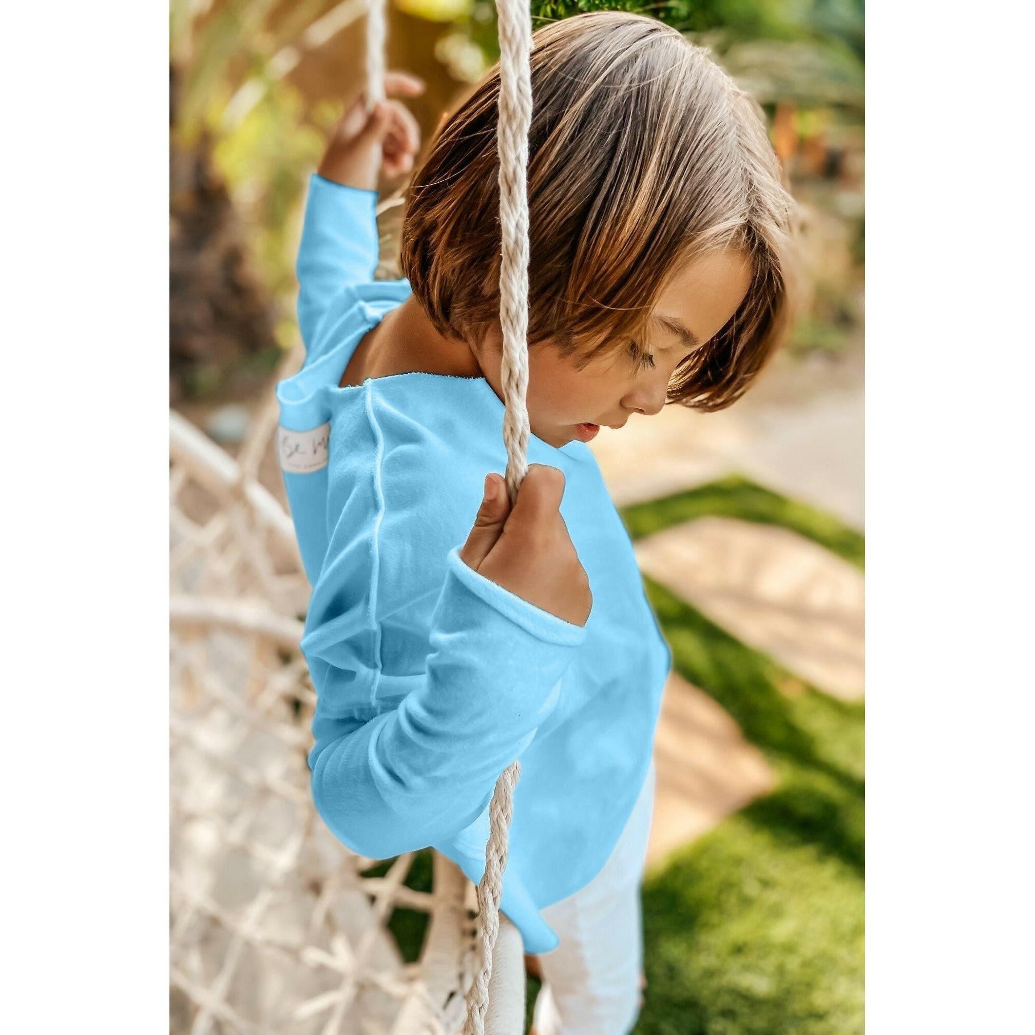 Organic V Raw Edge Top Sweatshirts Be Mi Los Angeles 2-3 Aqua