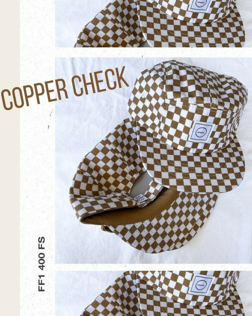Five-Panel Kids Hat - Copper Check Hats Rad River Co.