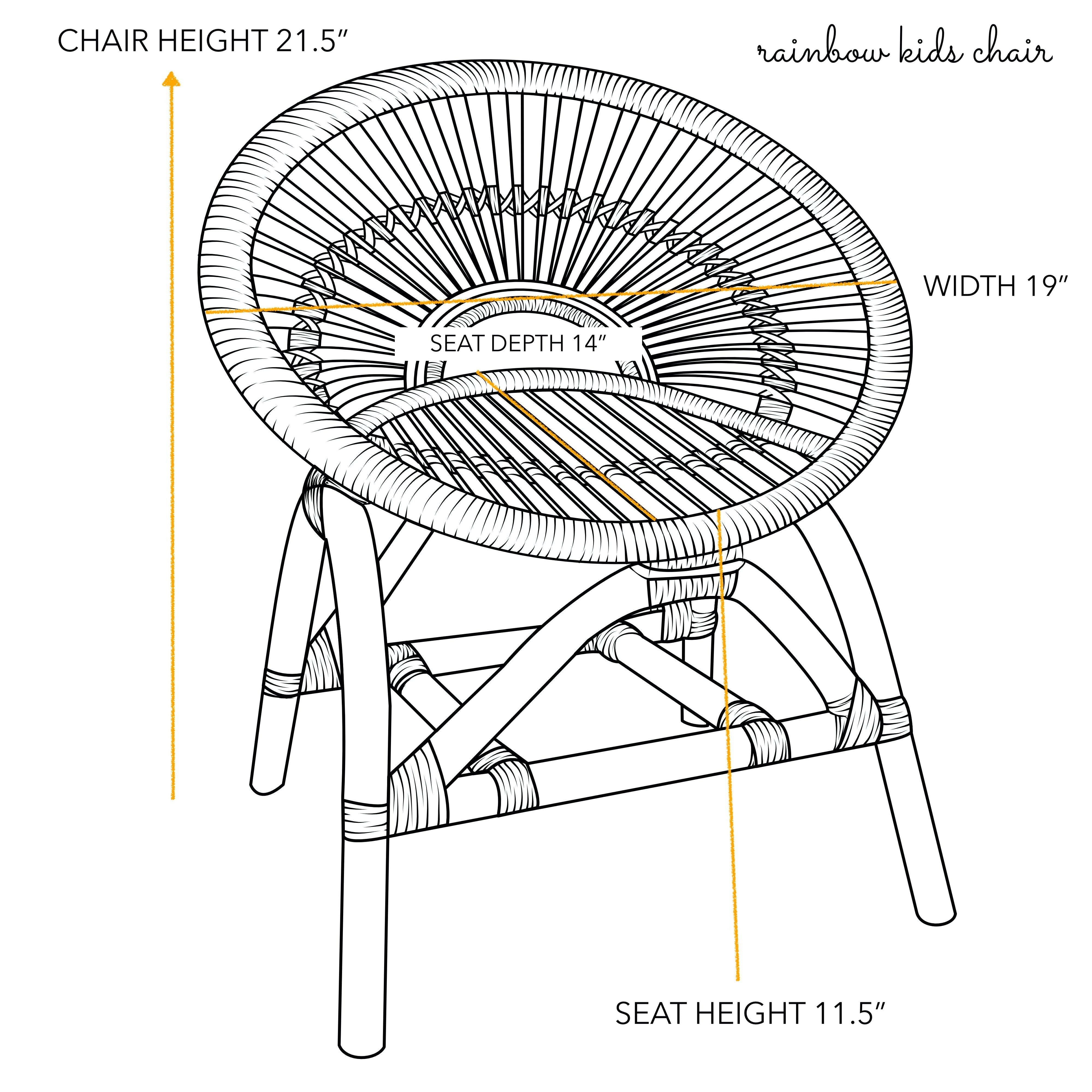 Rainbow Rattan Kids Chair - Coral Furniture Ellie & Becks Co.