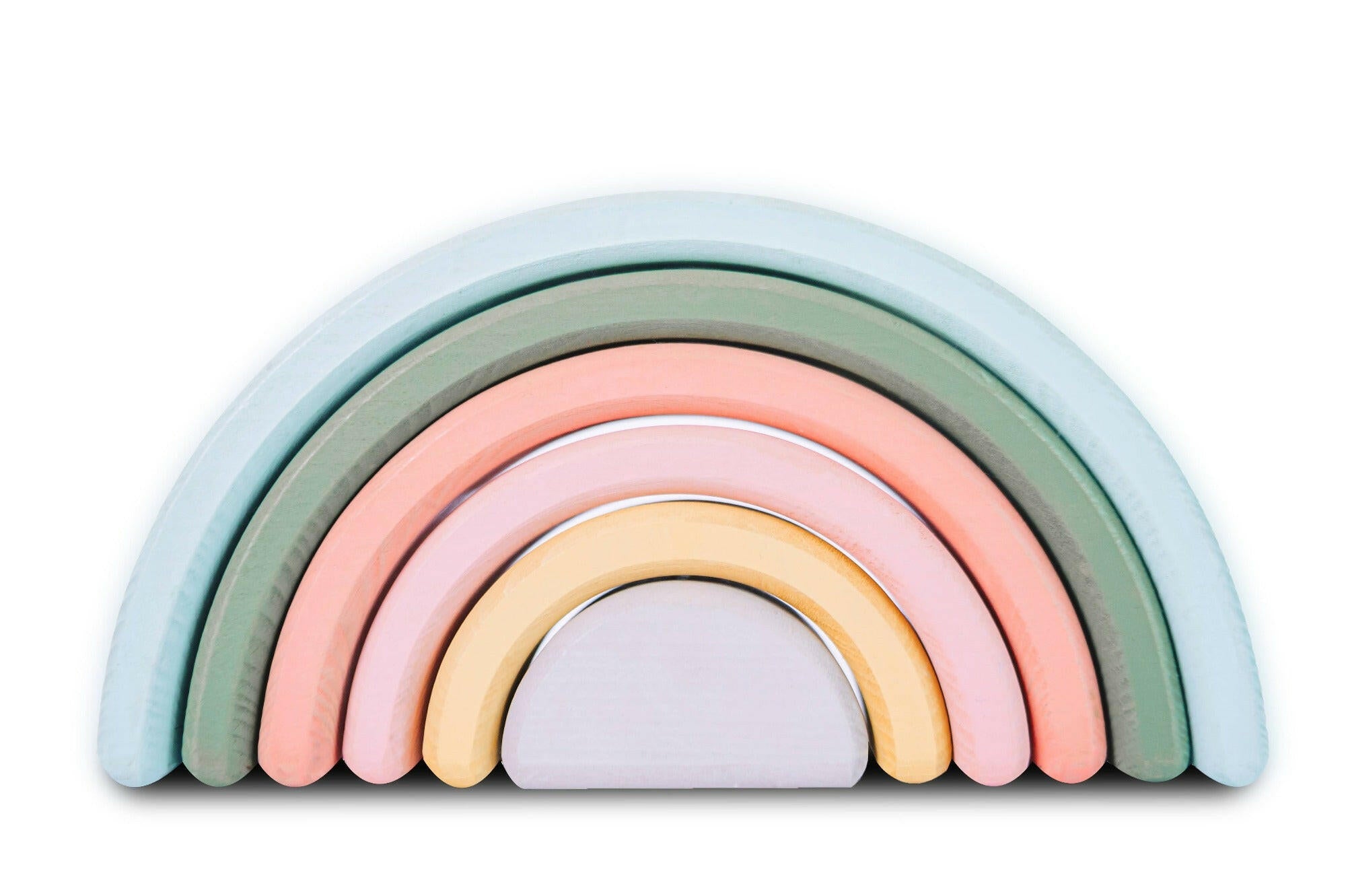 Wooden Rainbow Stacker - Pastel Blocks Wonder & Wise