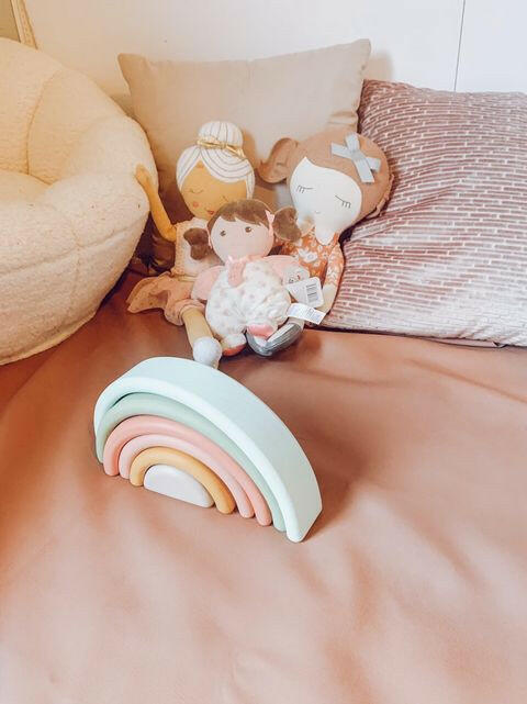 Wooden Rainbow Stacker - Pastel Blocks Wonder & Wise