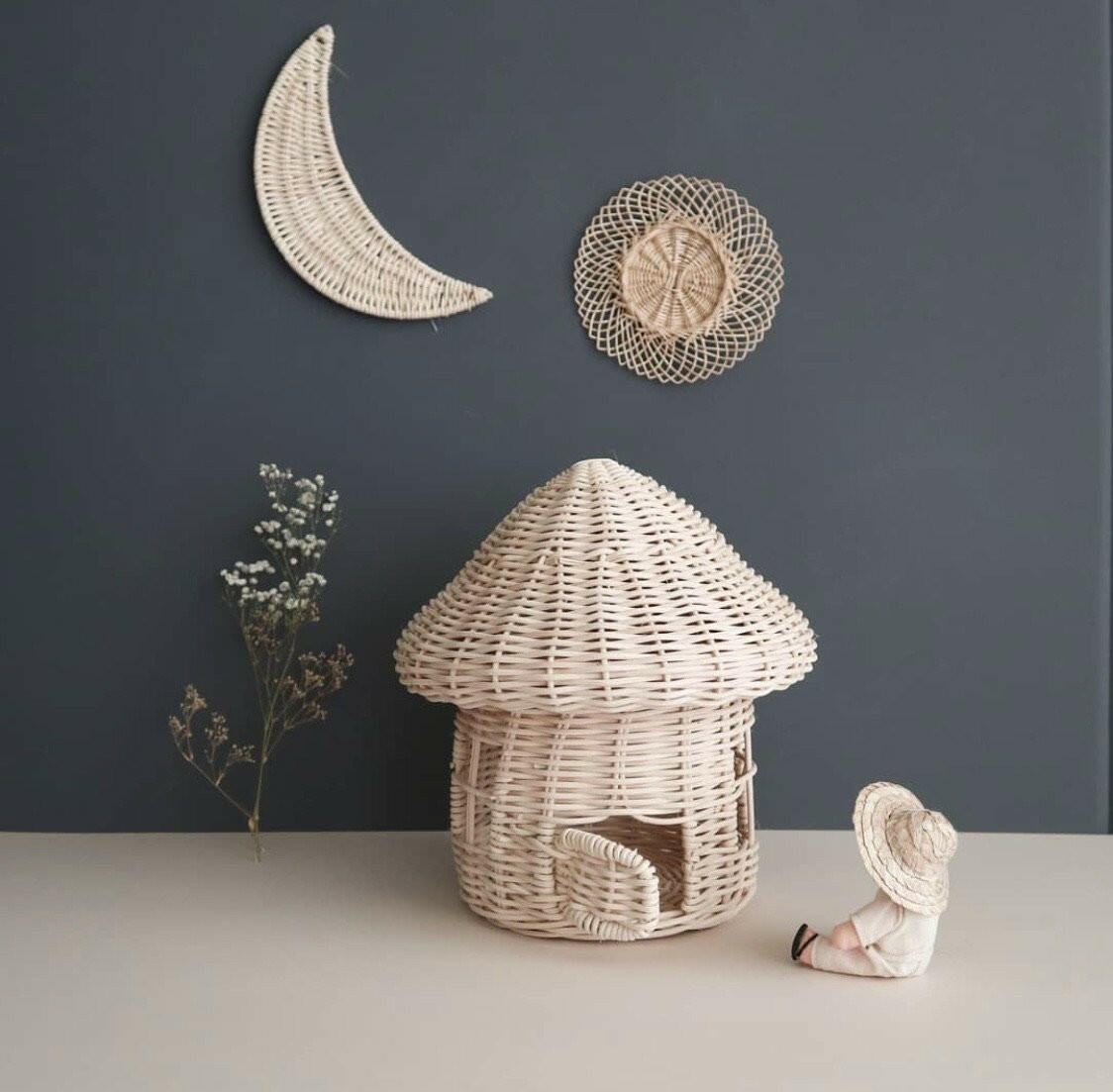 Mushroom House Rattan Toys Coconeh