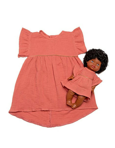Minikane Doll & Me Outfits - Daisy Cotton dress dress Marsala Doll Clothing Minikane