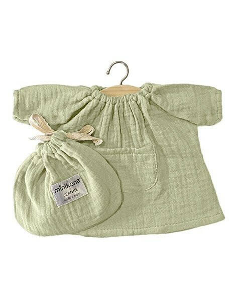 Jeanne double gauze cotton dress Pistachio Doll Clothing Minikane