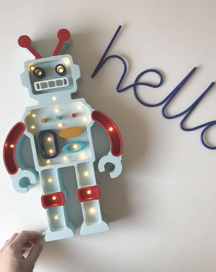 Robot Lamp - Metallic Blue Lighting Little Lights