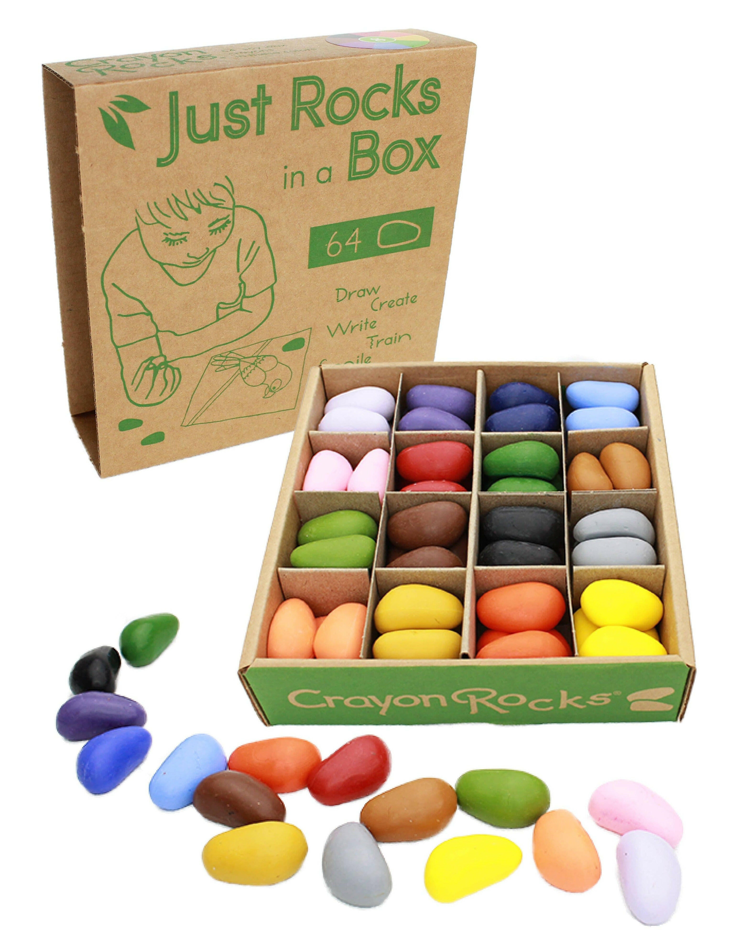 Just Rocks in a Box - 64 Crayons Art Supplies Crayon Rocks 16 Colors / 64 Crayons