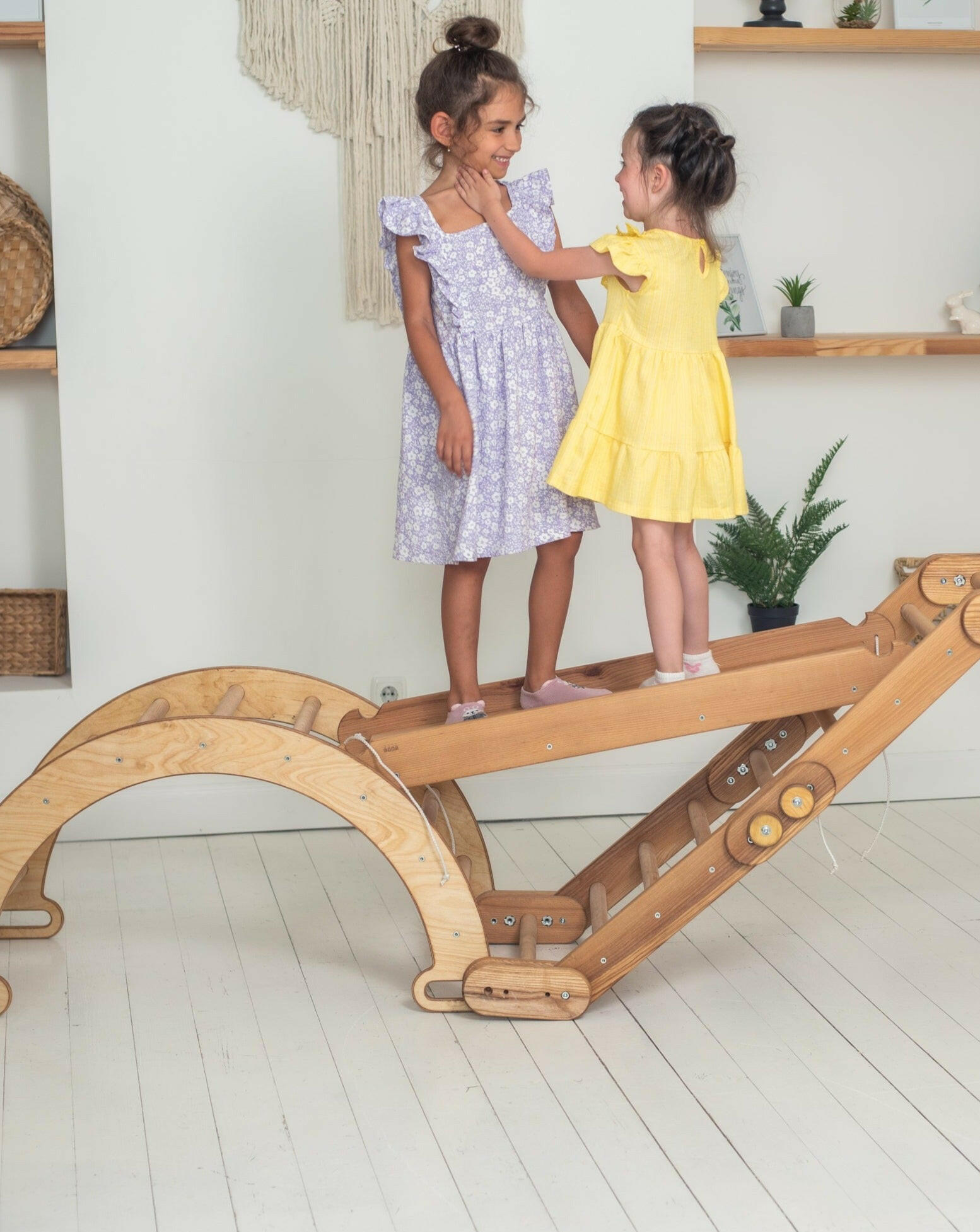 3in1 Montessori Climbing Snake Set: Snake Ladder + Slide/Ramp + Arch Climber – Beige 3in1 Playsets Goodevas