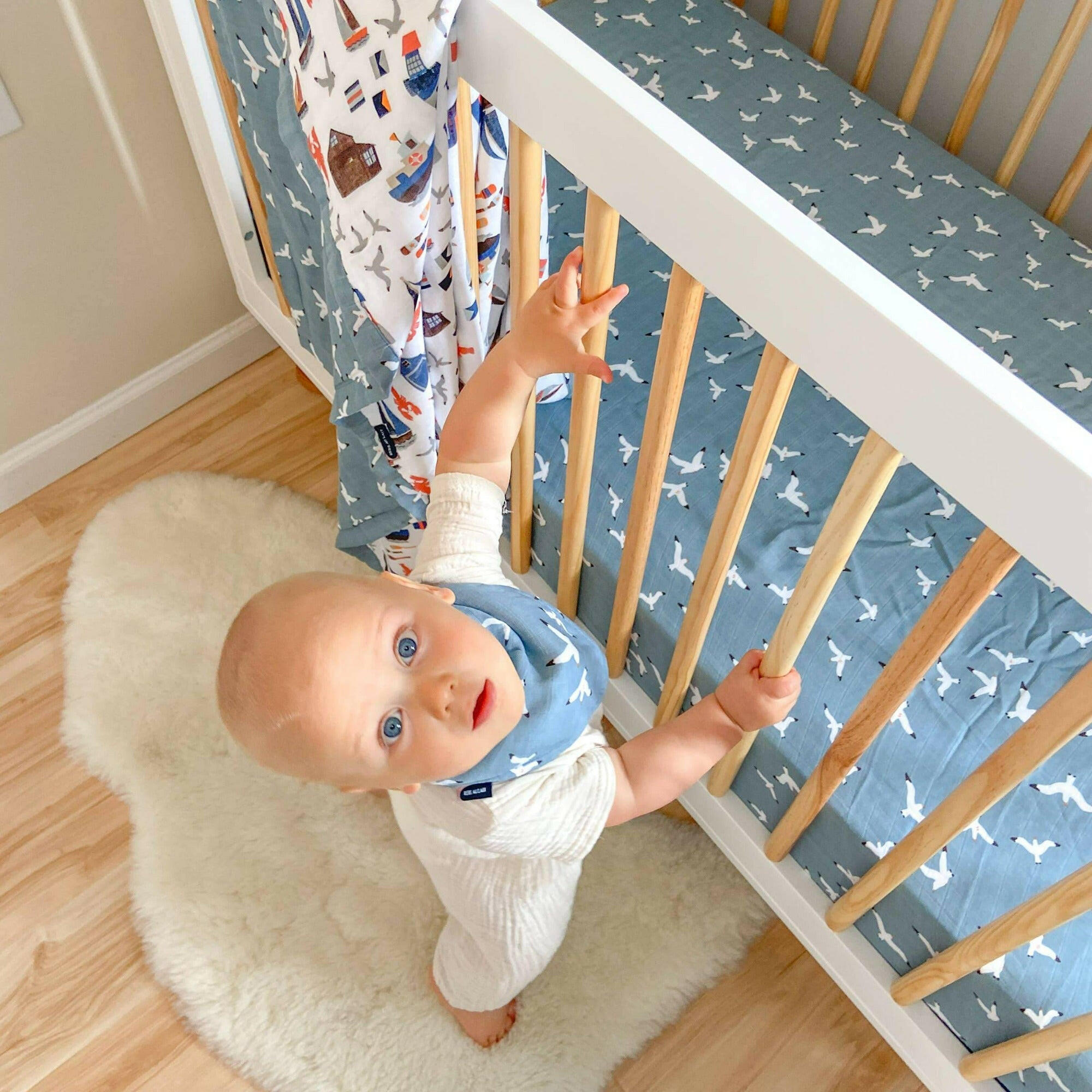 Seagulls Muslin Crib Sheet Baby Essentials Bebe Au Lait