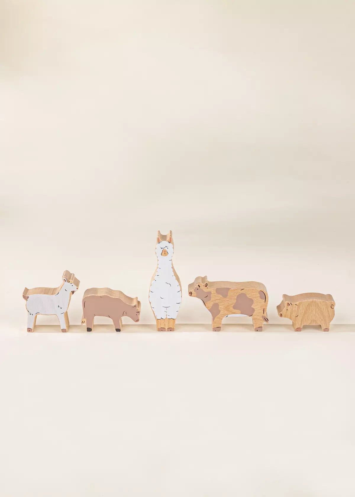 Set of 5 Barn Animals on Wooden Plate Animal Figures Coco Village