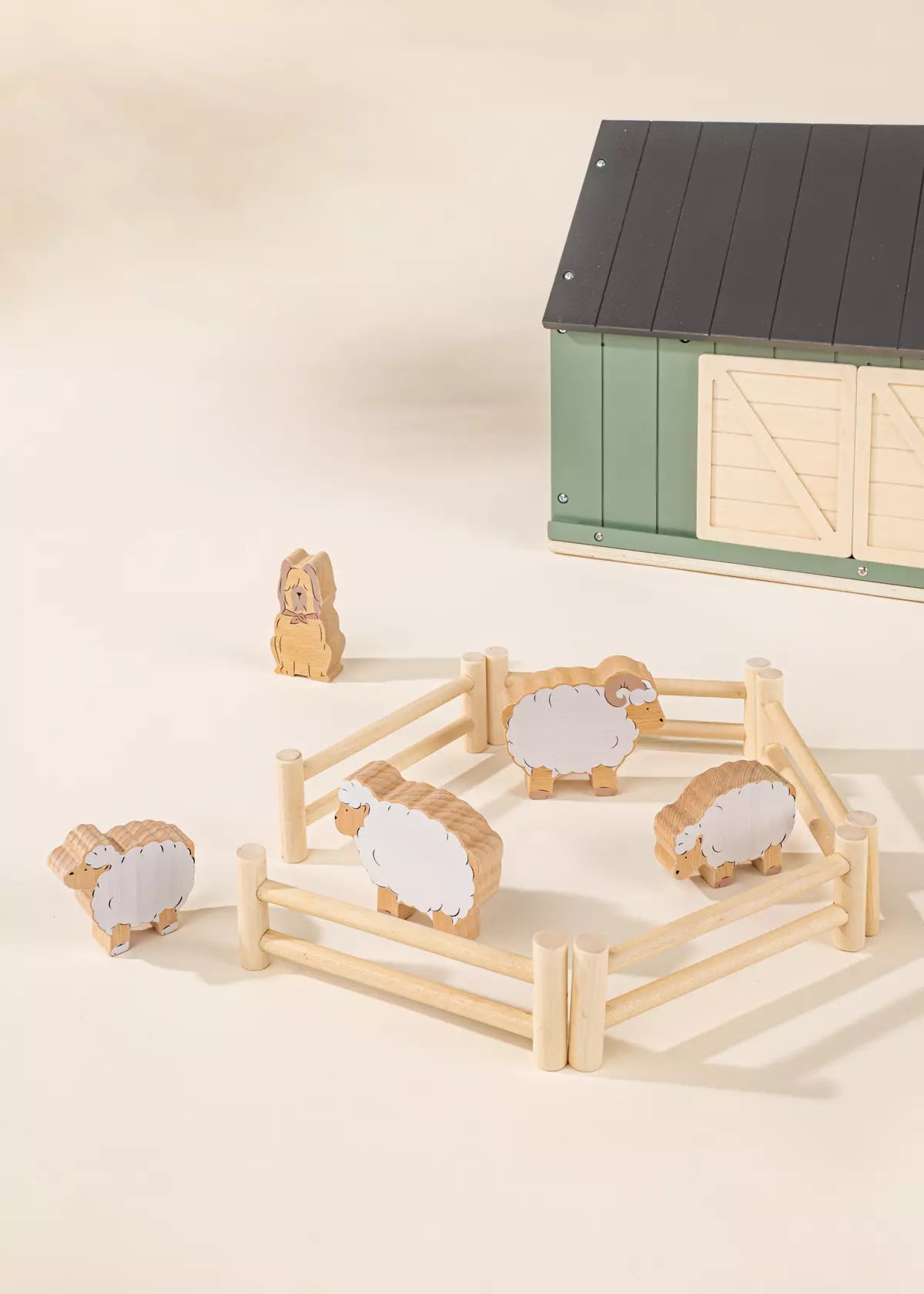 Set of 5 Shepherd Animals on Wooden Plate Animal Figures Coco Village