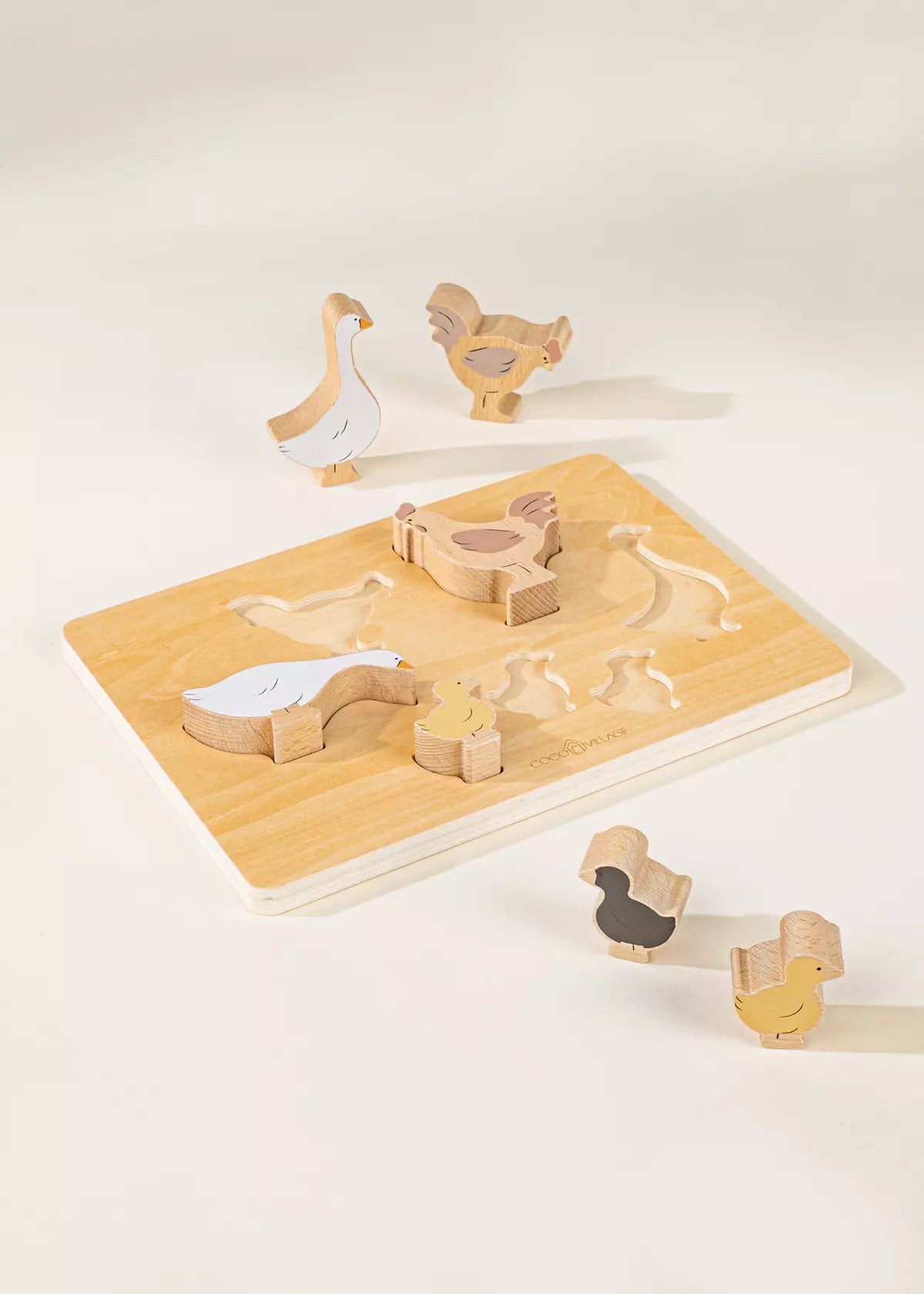 Set of 6 Barnyard Animals on Wooden Plate Animal Figures Coco Village