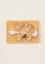 Set of 6 Barnyard Animals on Wooden Plate