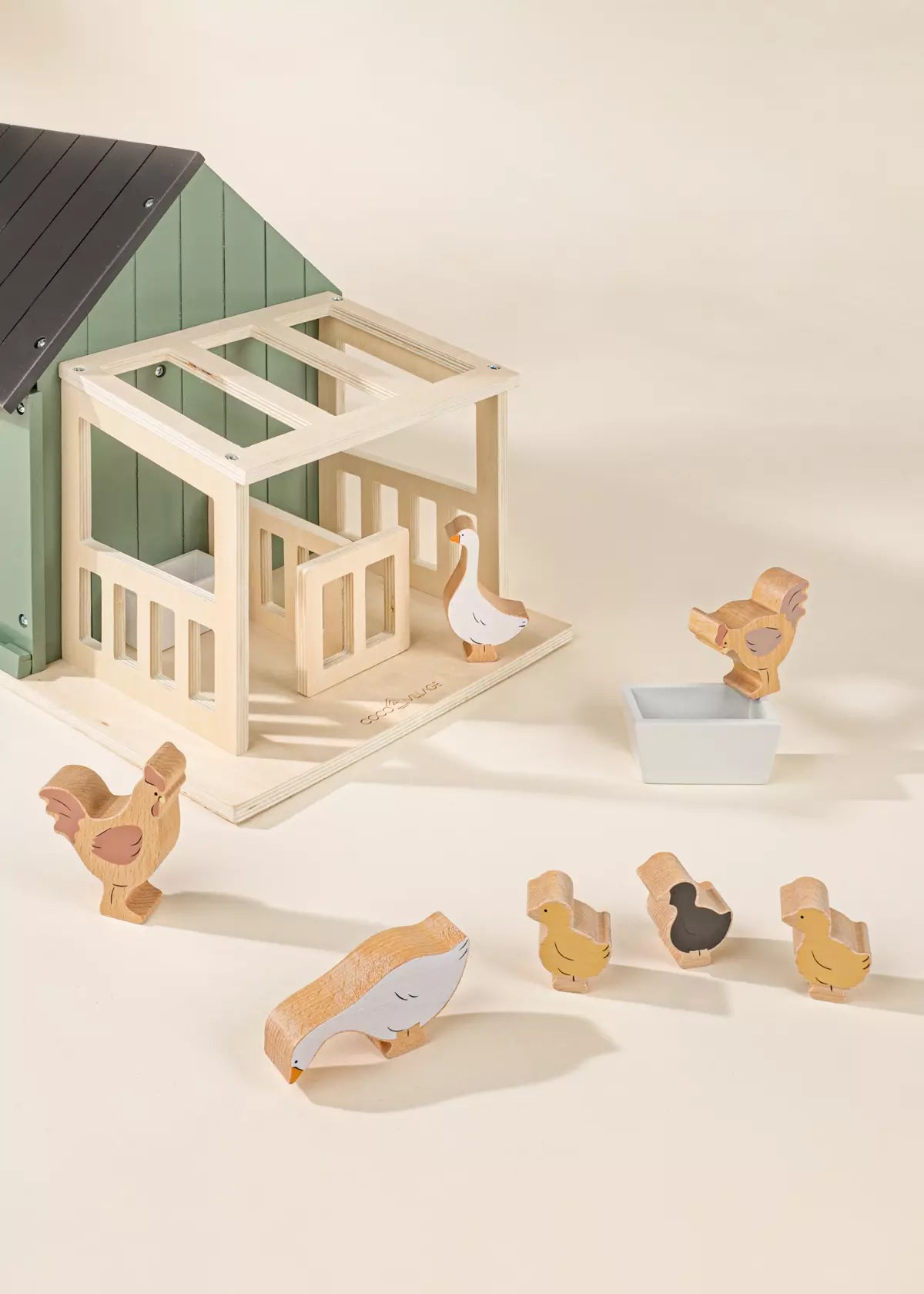 Set of 6 Barnyard Animals on Wooden Plate Animal Figures Coco Village