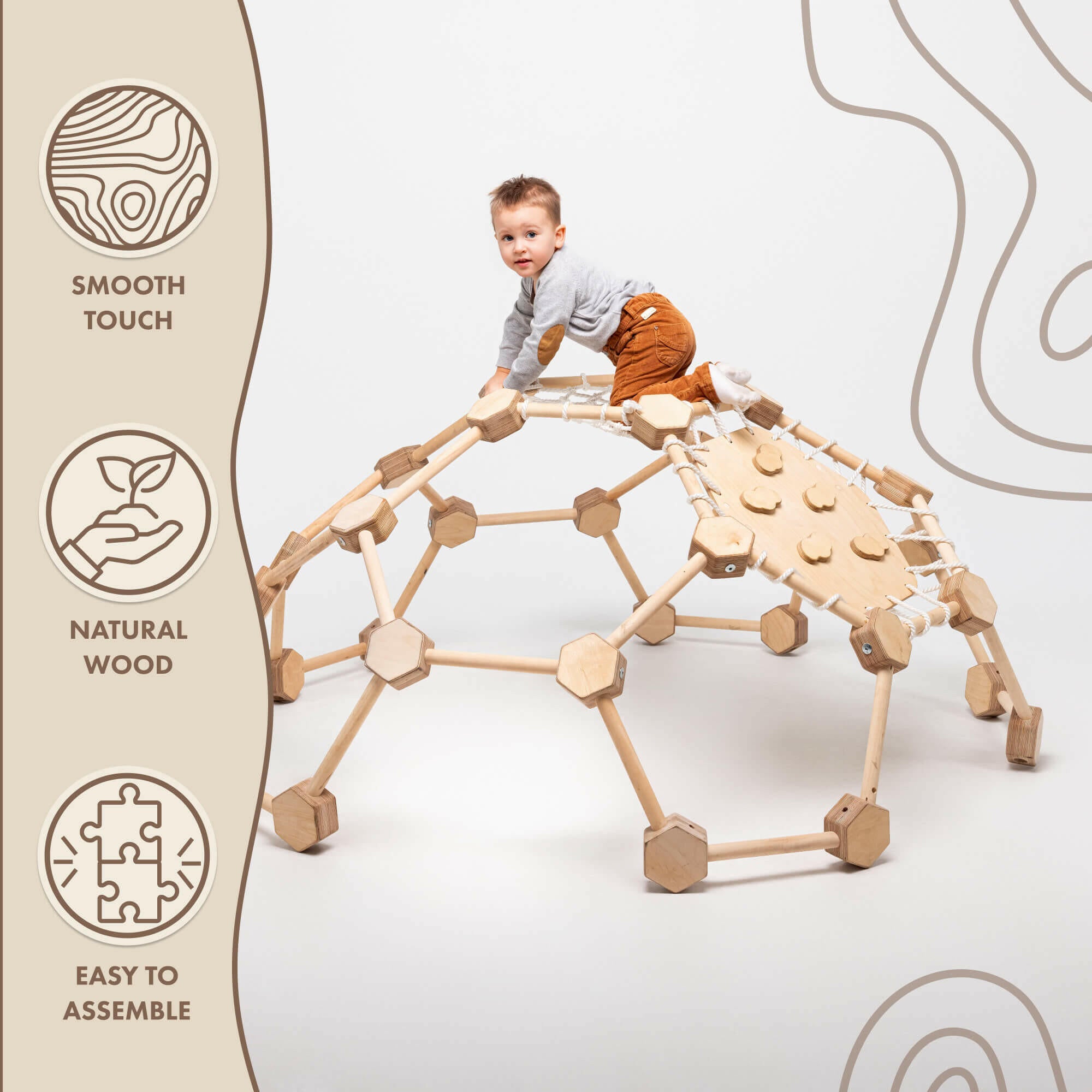 Wooden Climbing Frame Geodome / Climbing Dome for Kids 2-6 y.o. Climbing Dome Goodevas