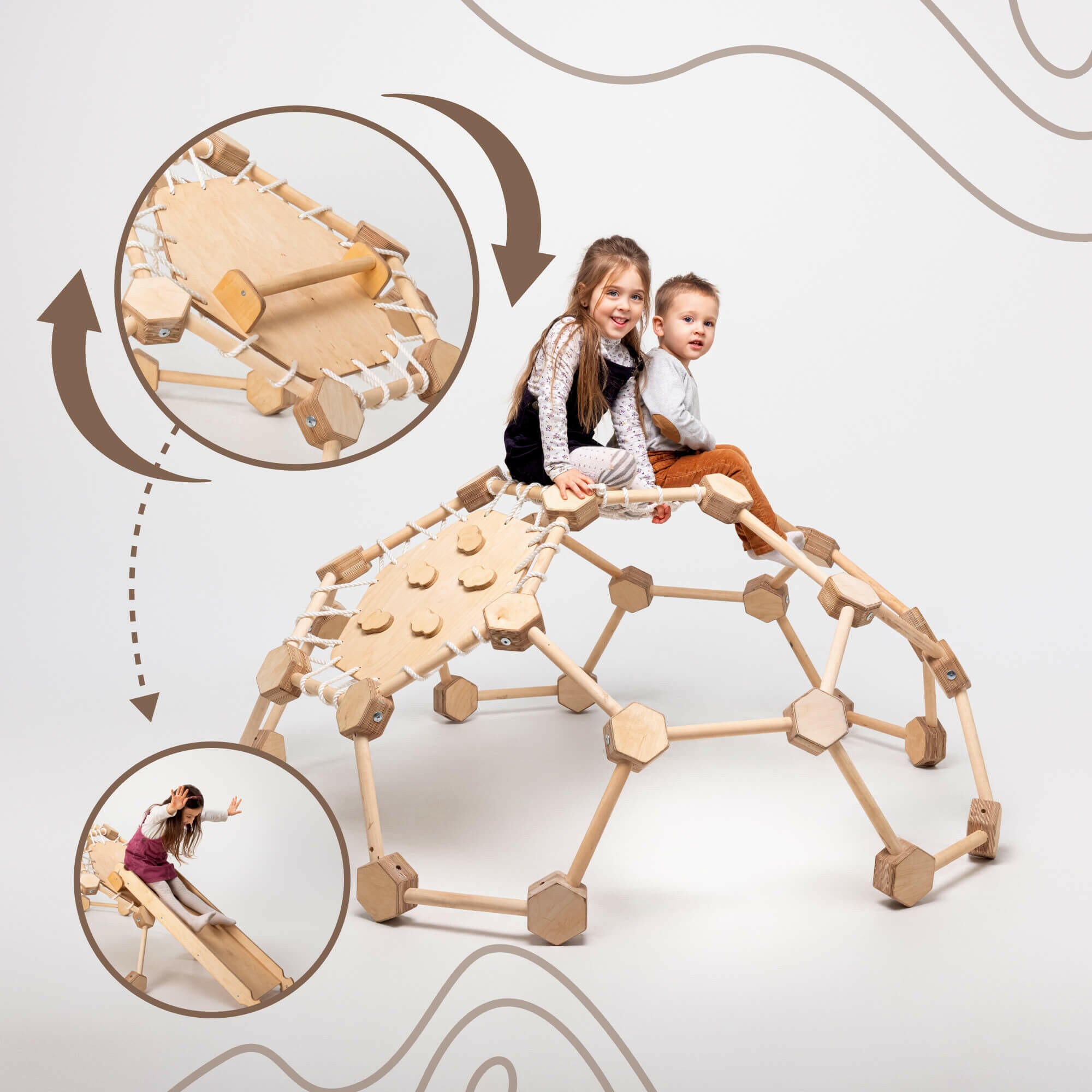 Wooden Climbing Frame Geodome / Climbing Dome for Kids 2-6 y.o. Climbing Dome Goodevas