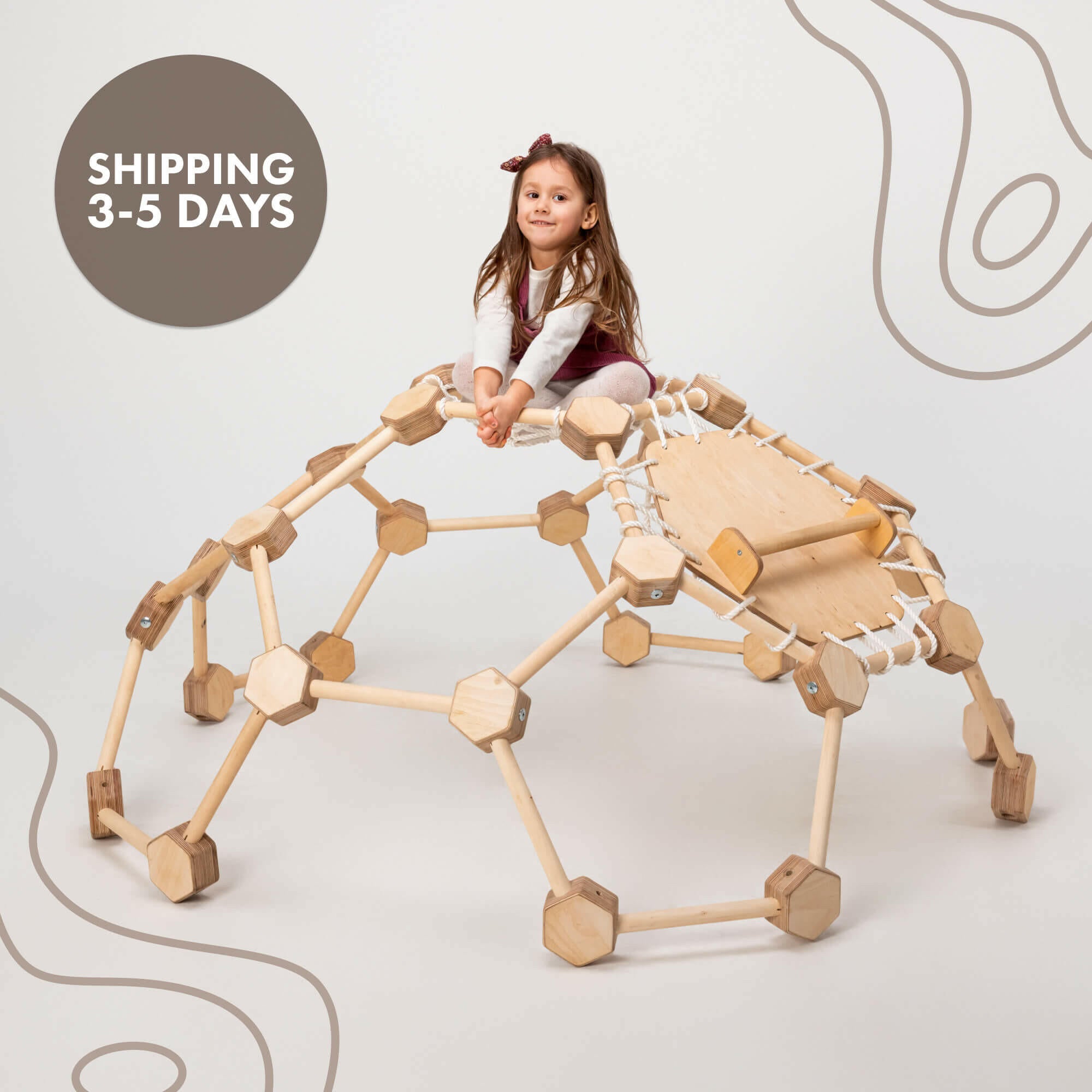 Wooden Climbing Frame Geodome / Climbing Dome for Kids 2-6 y.o. Climbing Dome Goodevas