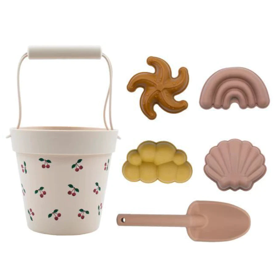 Silicone Beach Bucket Set Beach Buckets Little Wonder & Co Cherry Without Organic Cotton Net Bag